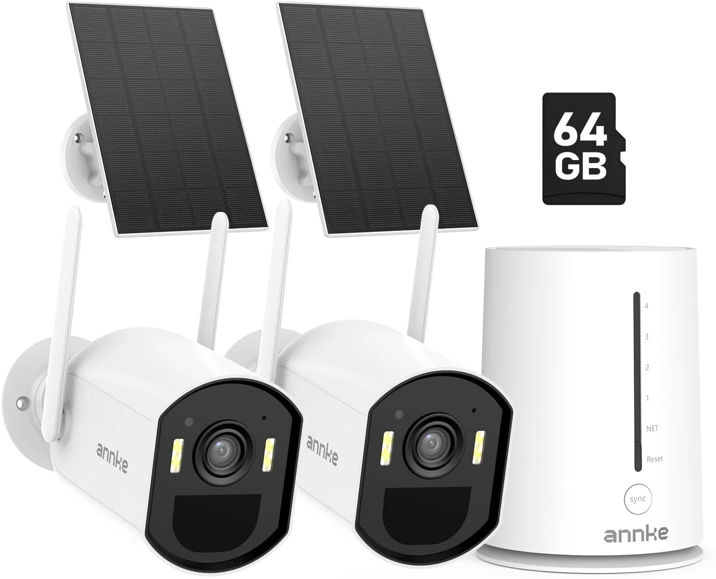 ANNKE 5MP Solar Wireless Security Camera Outdoor,Surveillance Home System,4CH and 2 Bullet Cam-Kit 2.5K