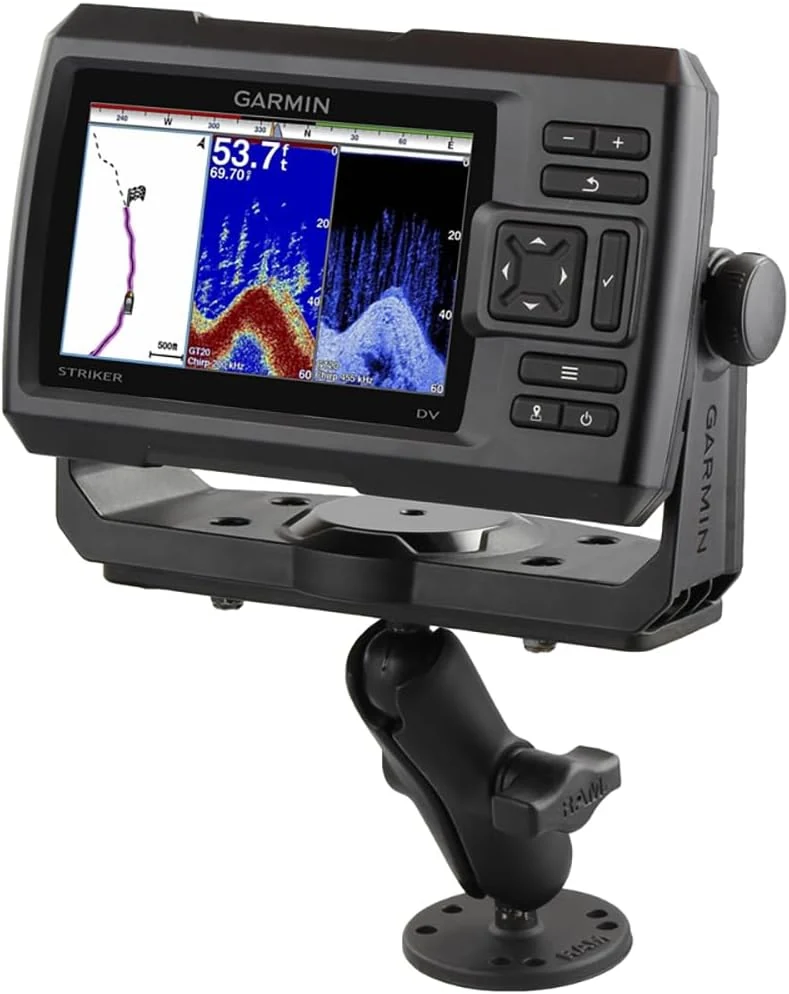 RAM MOUNTS Fish Finder Mount for Boats, Marine Electronics Drill-Down Mount with Medium Arm and AMPS Plate, Universal RAM-B-111U