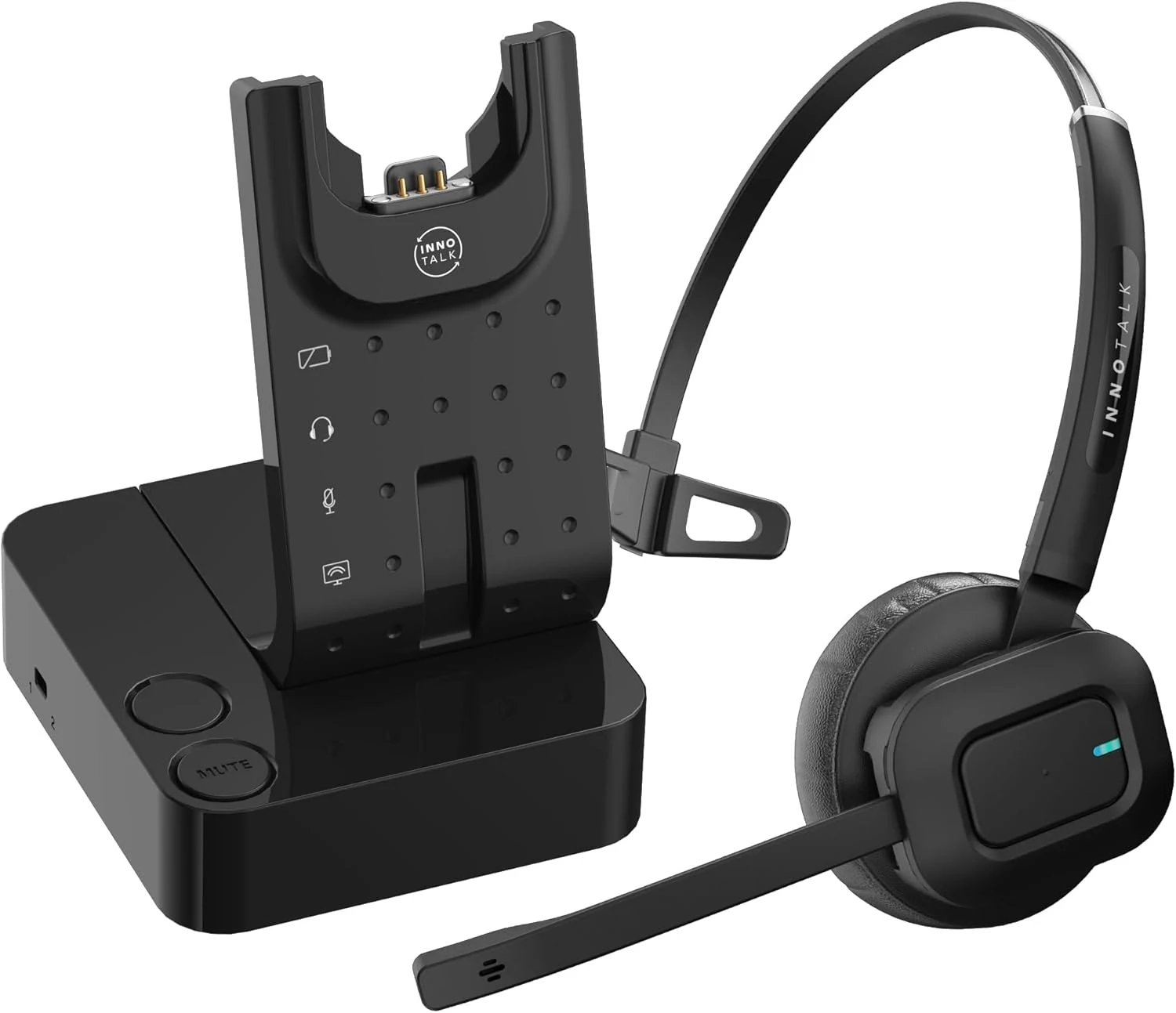 INNOTALK Remote Answering DECT Wireless Headset for Poly Polycom VVX Series Phones (Includes EHS Remote Cable)