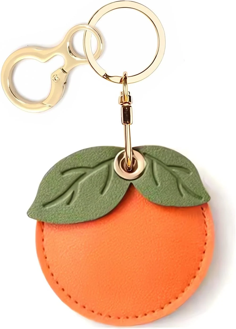 Leather Keychain Holder Case Compatible with AirTag, Cute Air Tag Cover with Keychain Ring