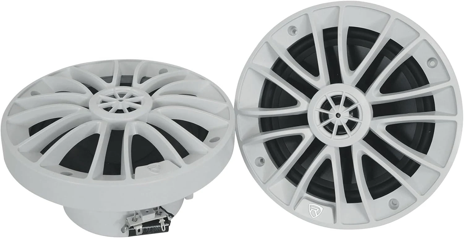 Rockville Pair RM-PREMIUM-65 White 6.5" 600W Marine Boat Speakers, True Coax Design, 4-Ohm, Waterproof Poly Injection Cone, High-Power Handling for Boats, ATVs, and UTVs