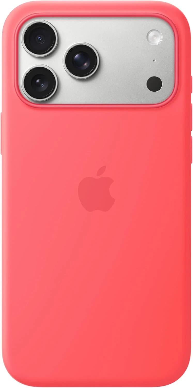 Apple iPhone 17 Pro Max Silicone Case with MagSafe and Camera Control (Bright Guava)