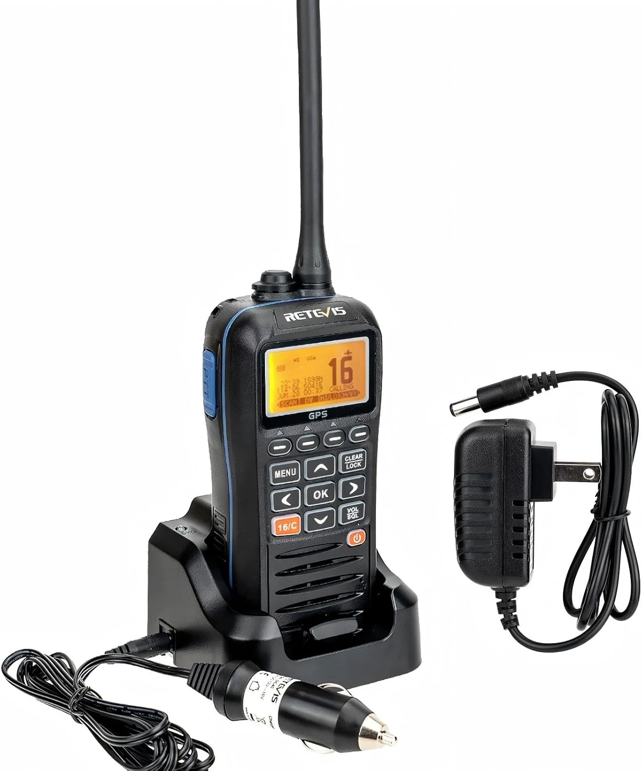 Retevis RM40 Marine Radio with GPS, DSC Distress Call, MOB Alarm, IP67 Waterproof Floating Handheld Radio