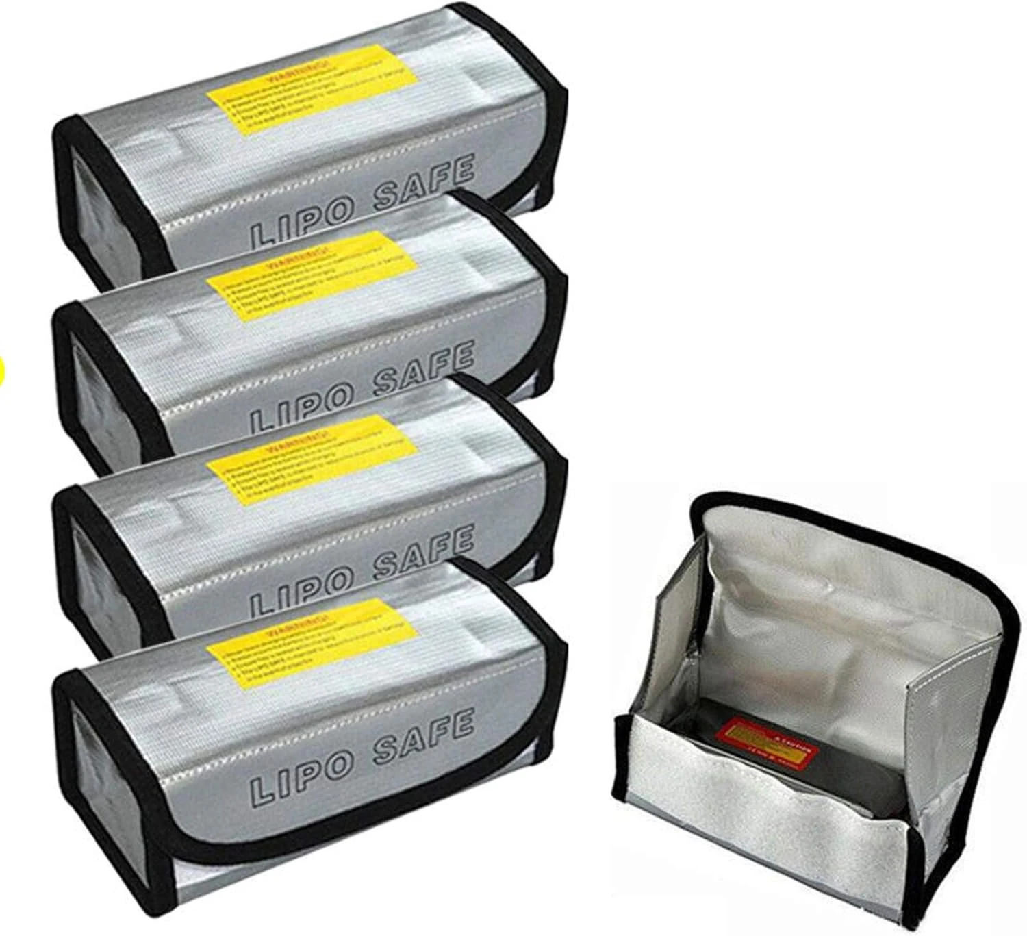 4pcs Lipo Battery Fireproof Explosion Proof Bag Storage Guard Safe Pouch 185mm (sccsport)