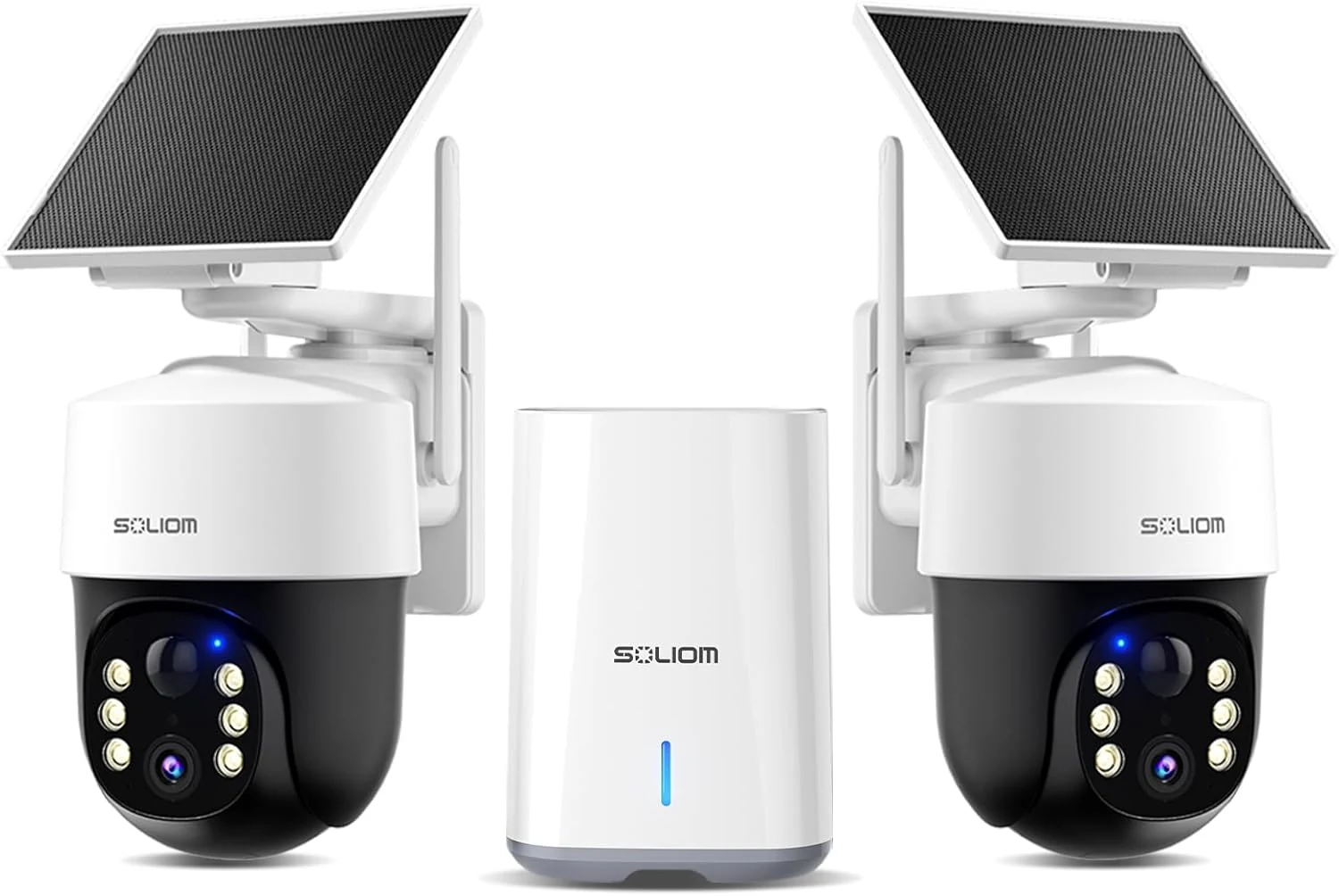 SOLIOM Security Cameras Wireless Outdoor, 4K Ultra HD for Day and Night, No Subscription, Built in Radar, Solar Powered Cameras for Home Security, 360° Pan Tilt Auto Tracking, 5G & 2.4G WiFi, 2-Cam Kit