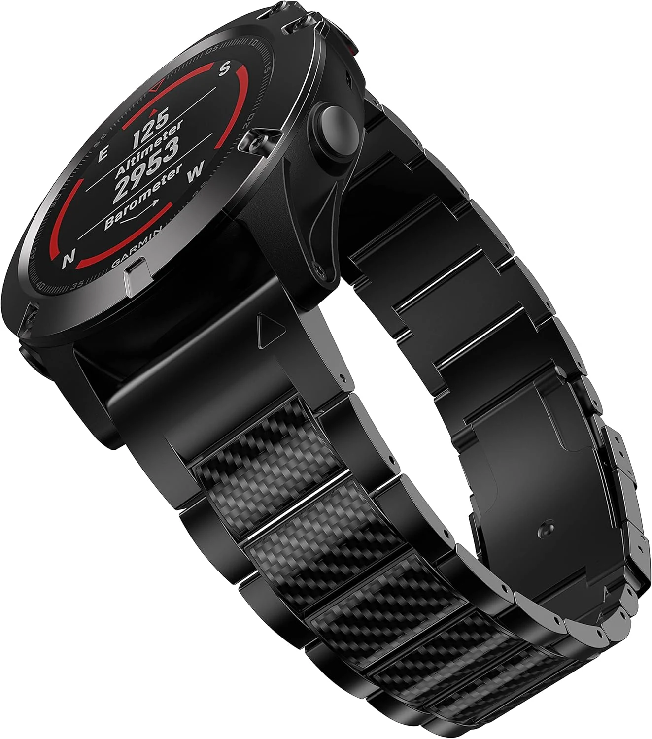 Band Compatible with Fenix 8 51mm/ Fenix 7X/ Fenix 6X Band (26mm Carbon Fiber Titanium Metal)