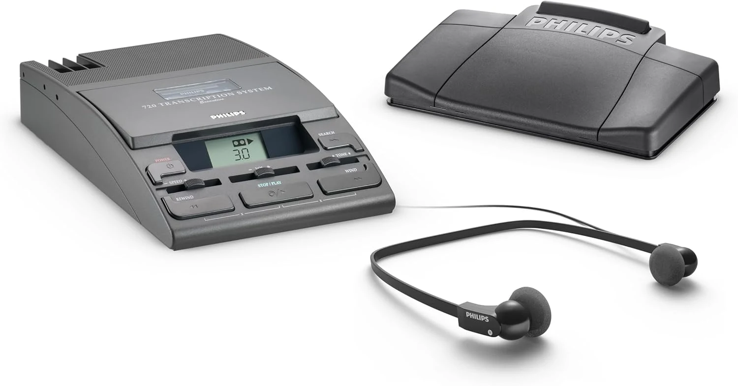 Philips LFH072052 720-T Desktop Analog Mini Cassette Transcriber Dictation System with Foot Control