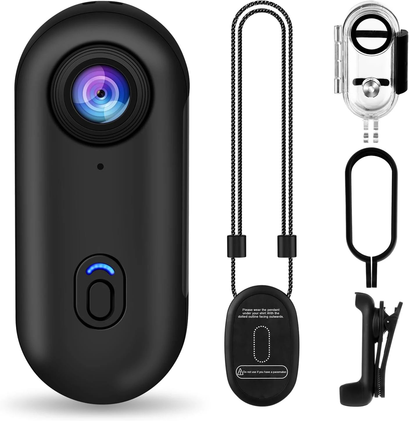 Sixmou i3 4K Thumb Action Camera, Tiny Size, Mount Anywhere, Small Body Camera with Spring Clip, Portable Vlogging, Hands-Free POV Recording, Helmet Cam for Cycling, Motorcycle (with 32G Card, Black)