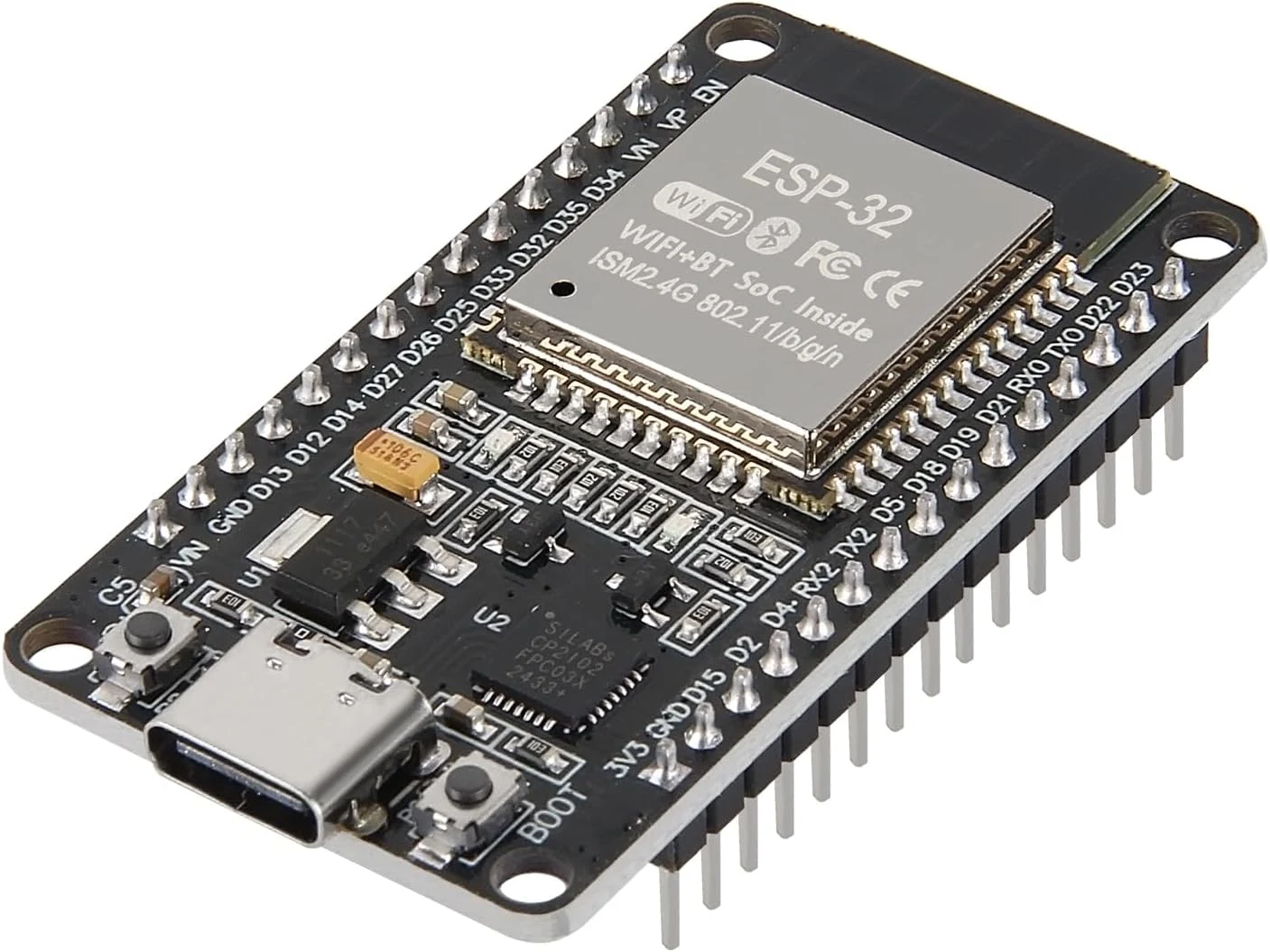 AITRIP 1PCS Type-C ESP32 ESP-WROOM-32 Development Board WiFi + Bluetooth CP2102 Dual Core 2.4Ghz Microcontroller