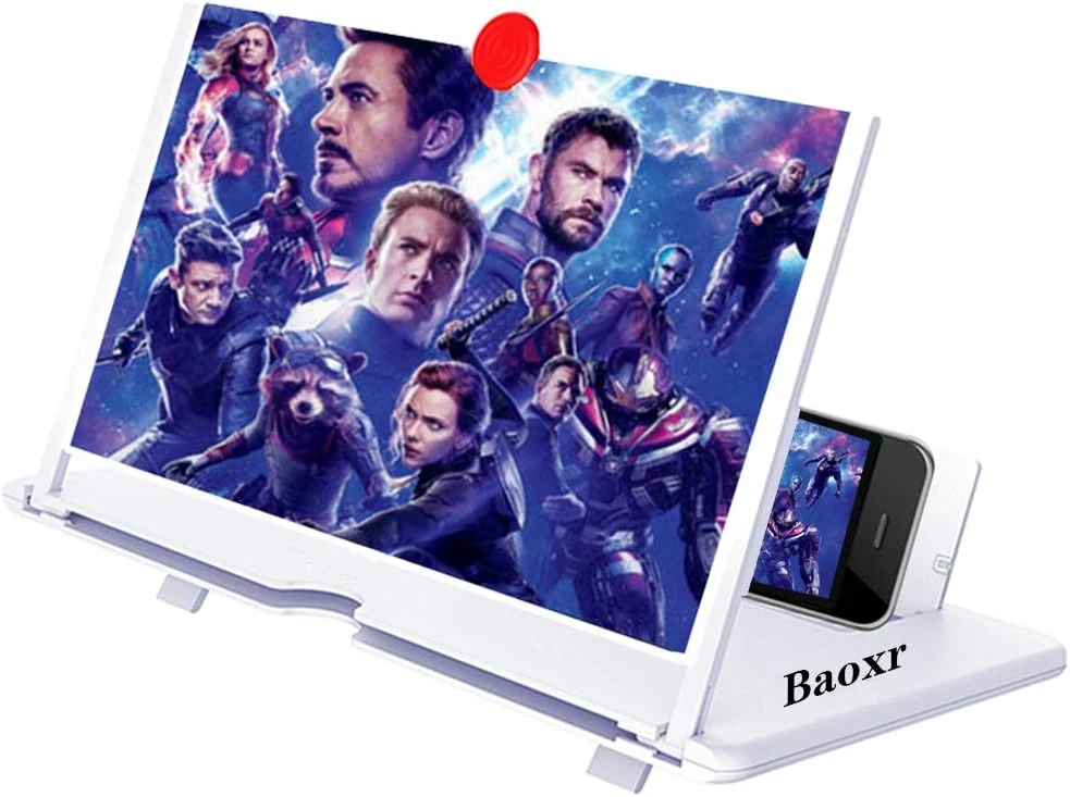 Boolian 3D Screen Magnifier Amplifier, HD Amplifier Projector for Movies, Videos and Games (White)