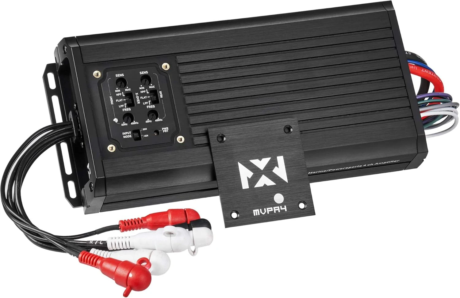 NVX MVPA4 600W Total RMS 4-Channel Bridgeable Marine-V Series Micro Class D Amplifier (IPX67)