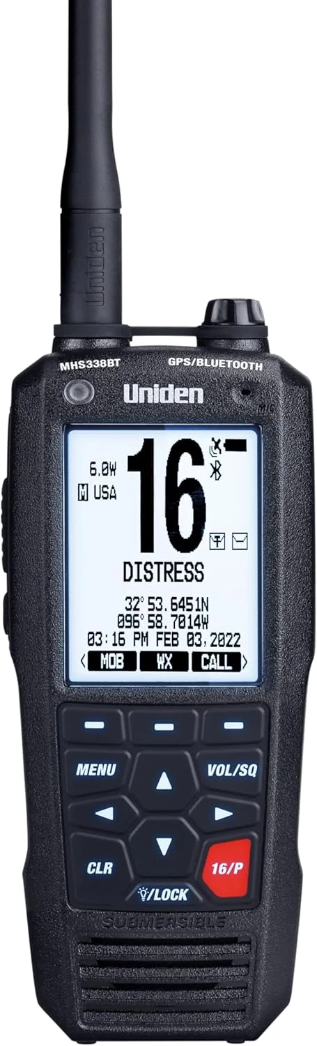 Uniden MHS338BT Floating, Handheld Marine VHF Radio, 6-Watts, GPS and Bluetooth