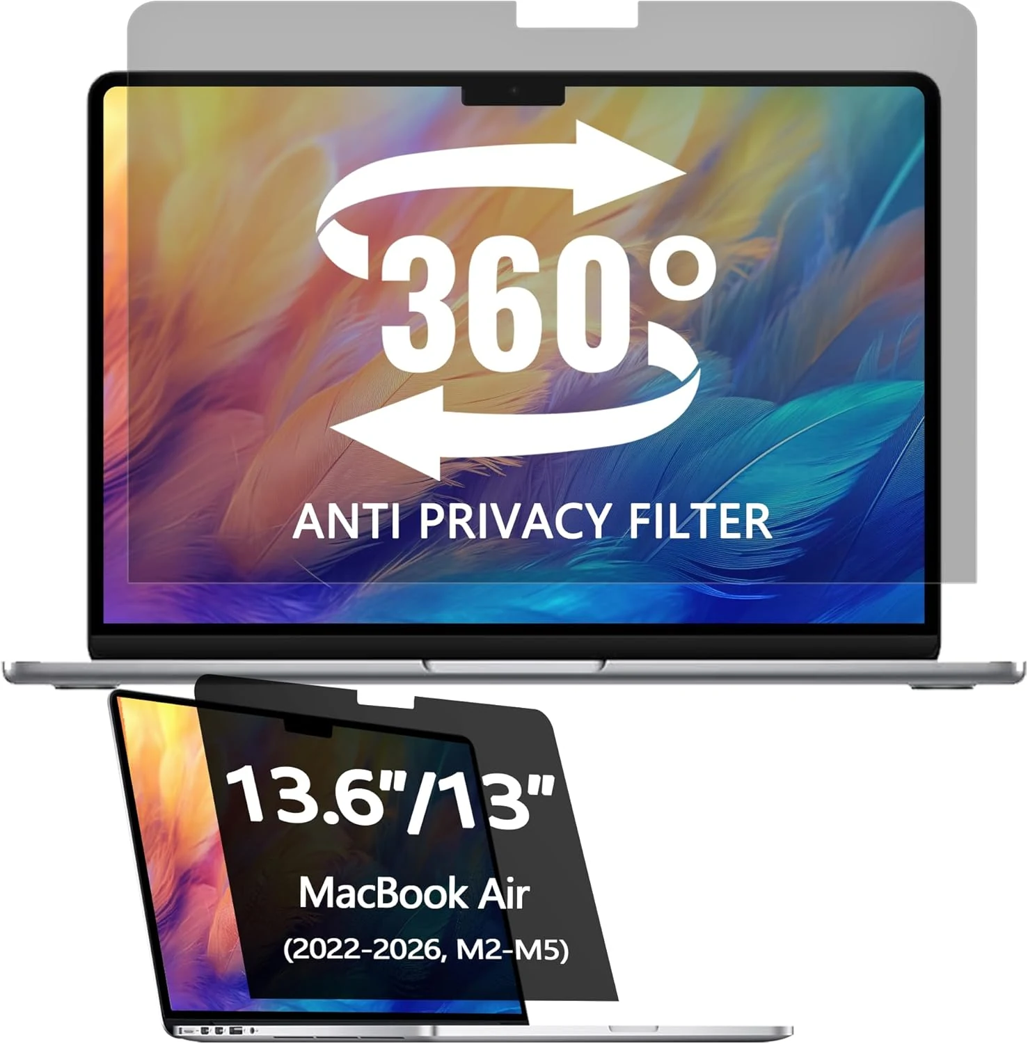 360° Privacy Screen Protector for Macbook Air 13.6/13 Inch (2022-2026, M2, M3, M4, M5)