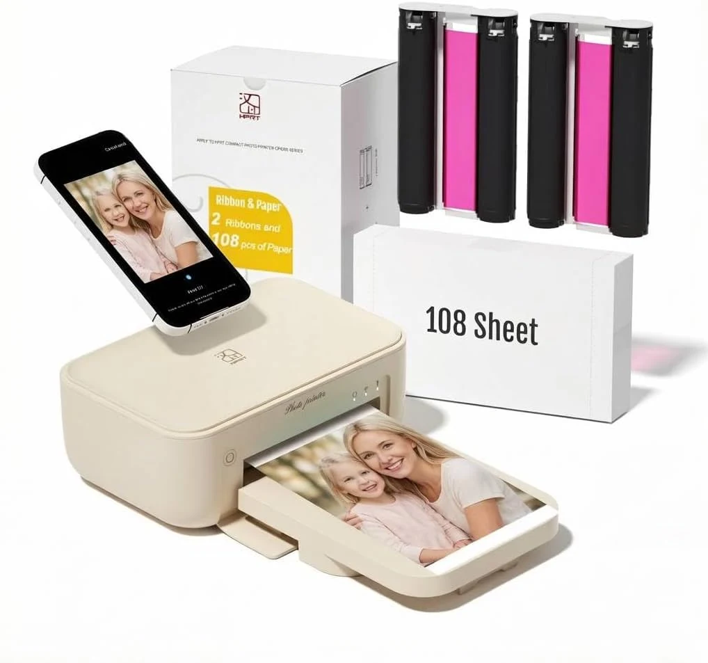 HPRT 4x6 Photo Printer with 108 Sheet Photo Paper& 2 Ribbon