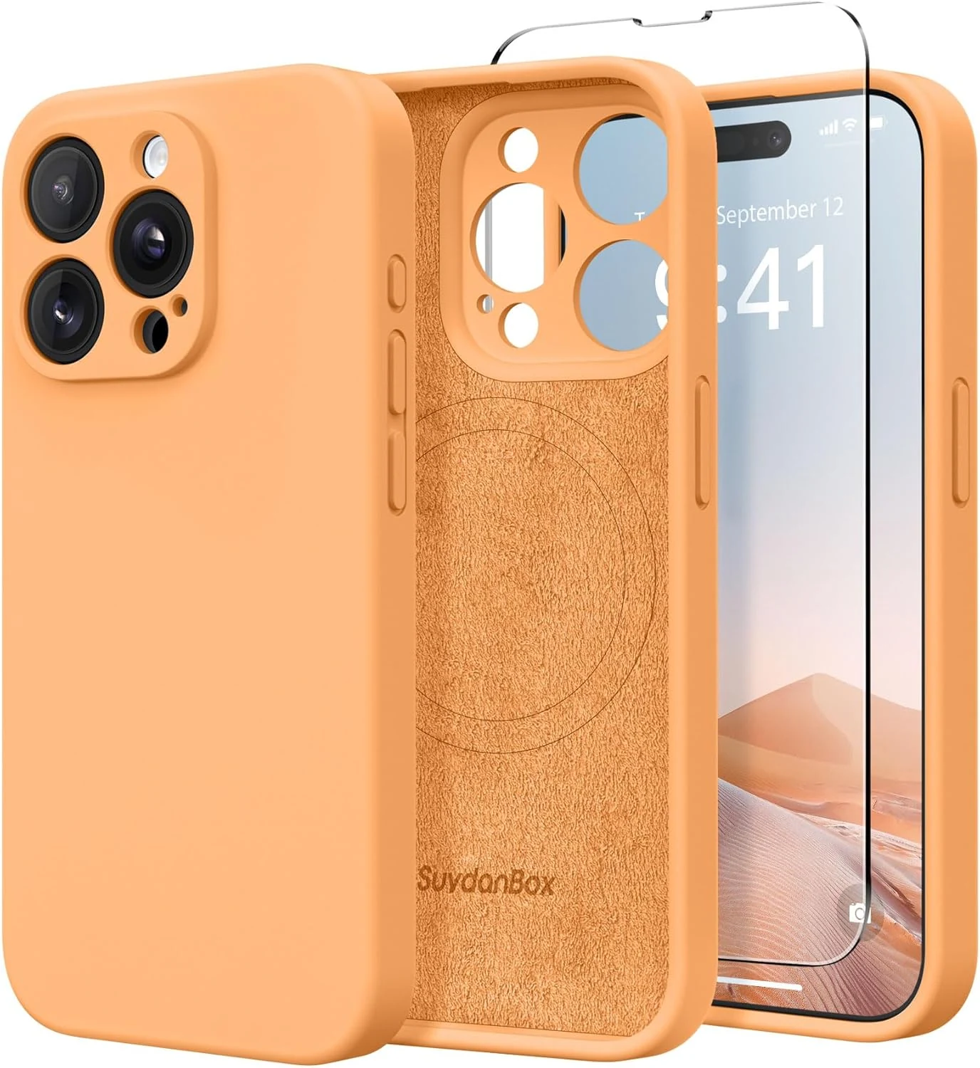 Magnetic for iPhone 15 Pro Max Case, Compatible with MagSafe (Silicone with camera protection + screen protectors)