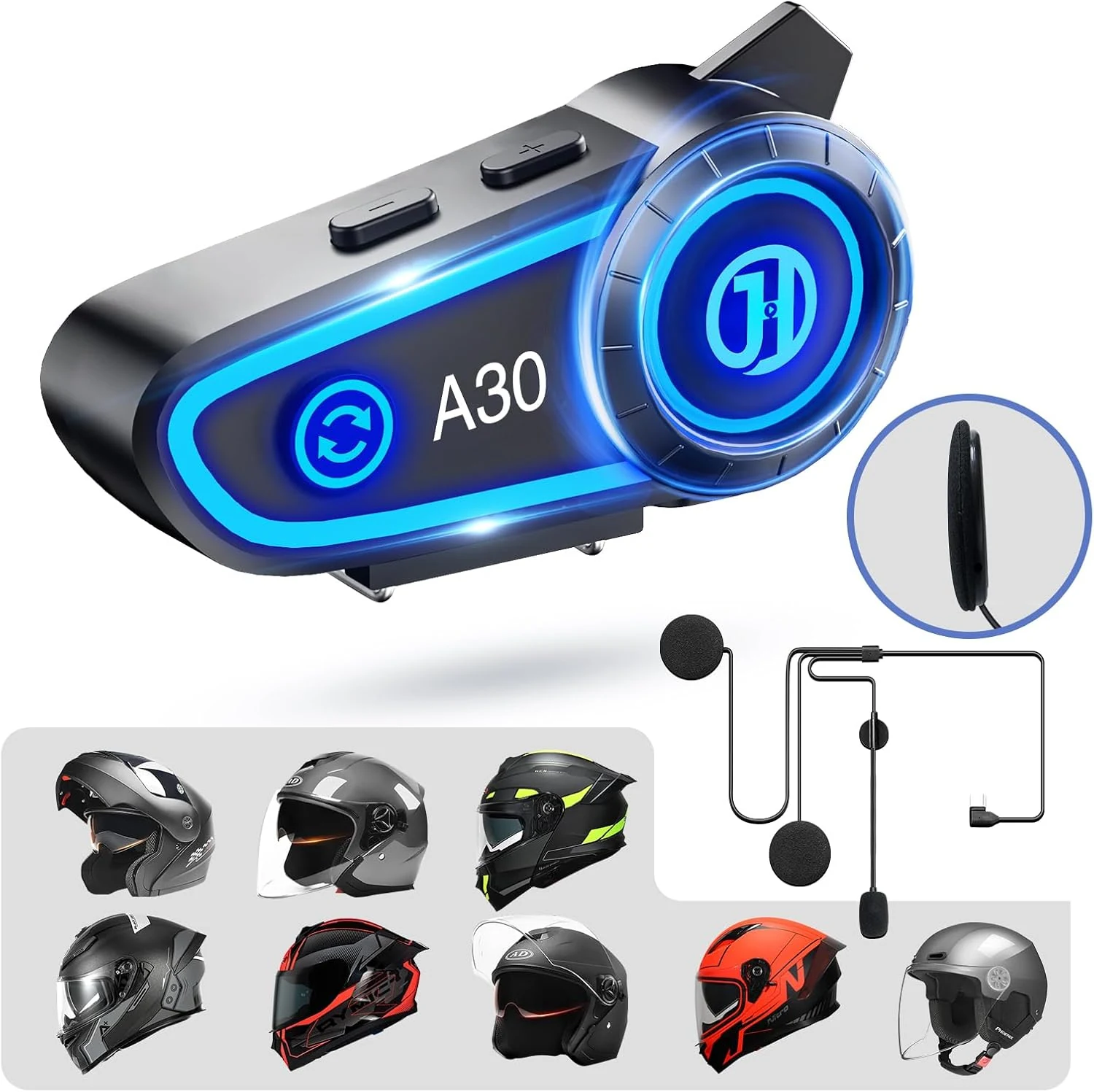 JZAQ Motorcycle Helmet Speakers Bluetooth Headset (A30)