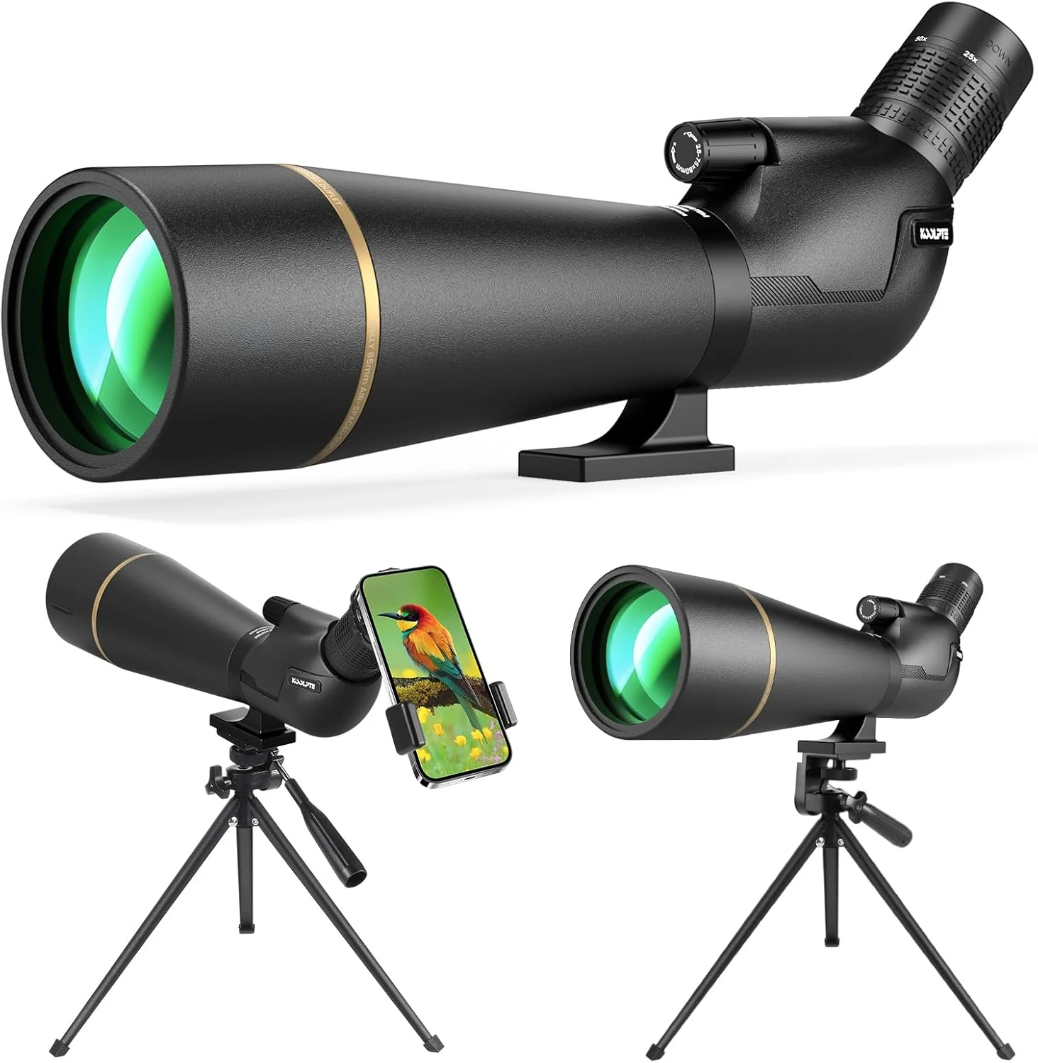 25-75x85 Spotting Scope with ED Glass, Phone Adapter, Tripod & Carrying Bag