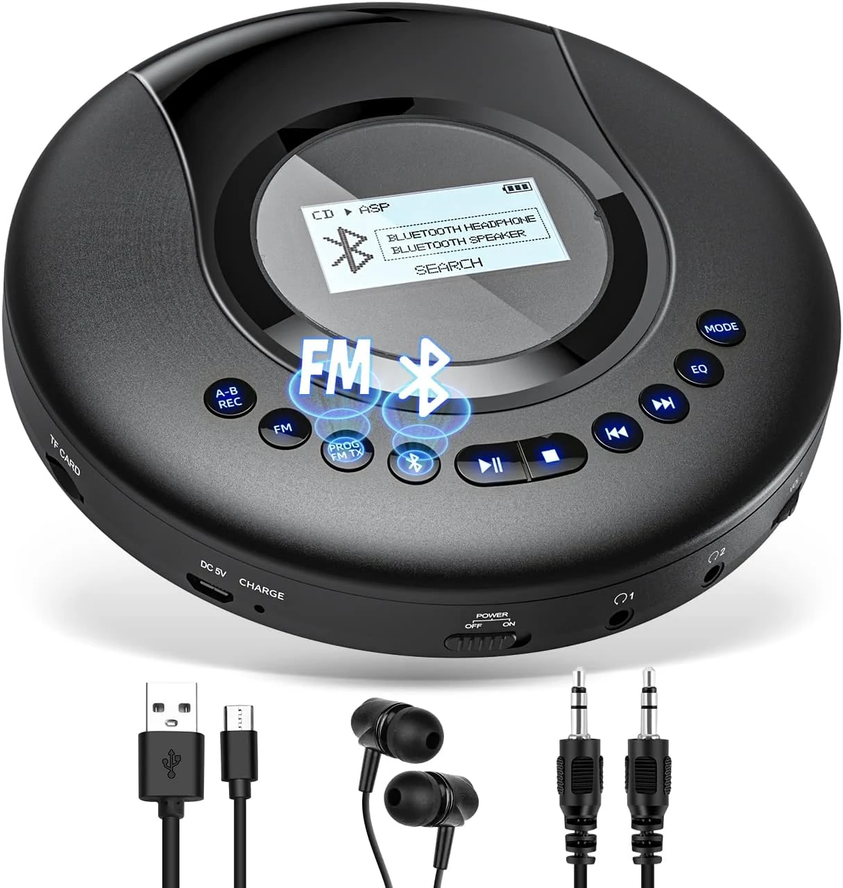 ARAFUNA Portable CD Player Bluetooth with FM Radio, 2000mAh Rechargeable review