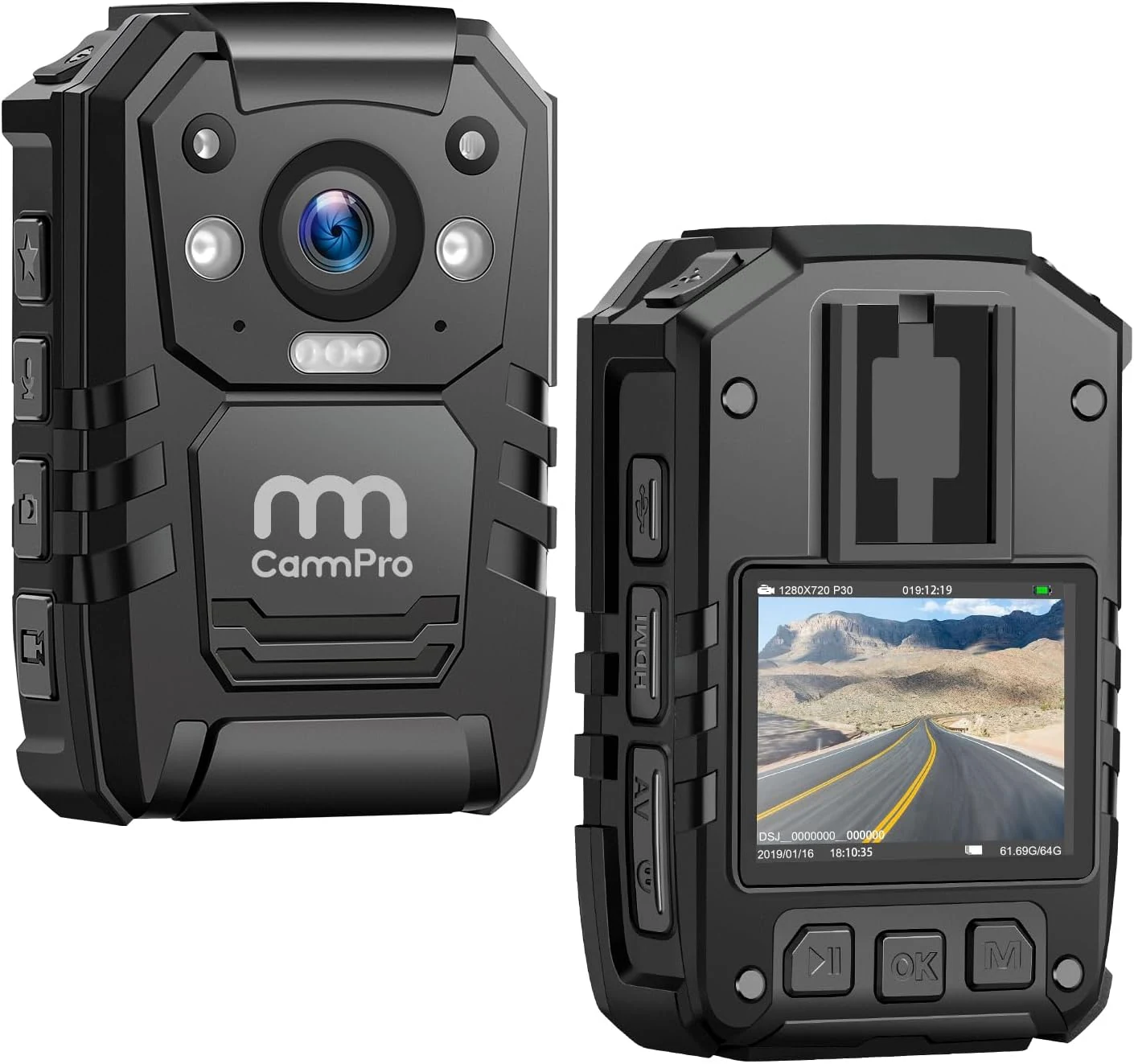 CammPro I826 1296P HD Police Body Camera,128G Memory,Waterproof Body Worn Camera