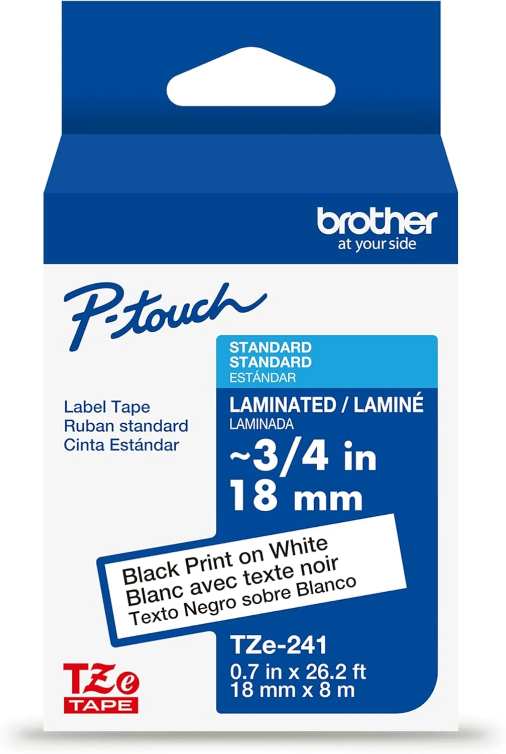 Brother Genuine P-Touch TZE-241 Tape, 3/4" (0.70") Standard Laminated P-Touch