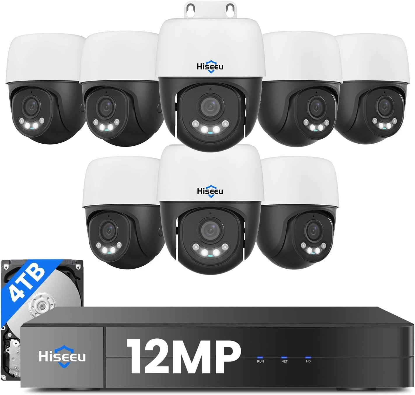 [12MP +Human Tracking] Hiseeu 12MP PoE PTZ Security Camera System