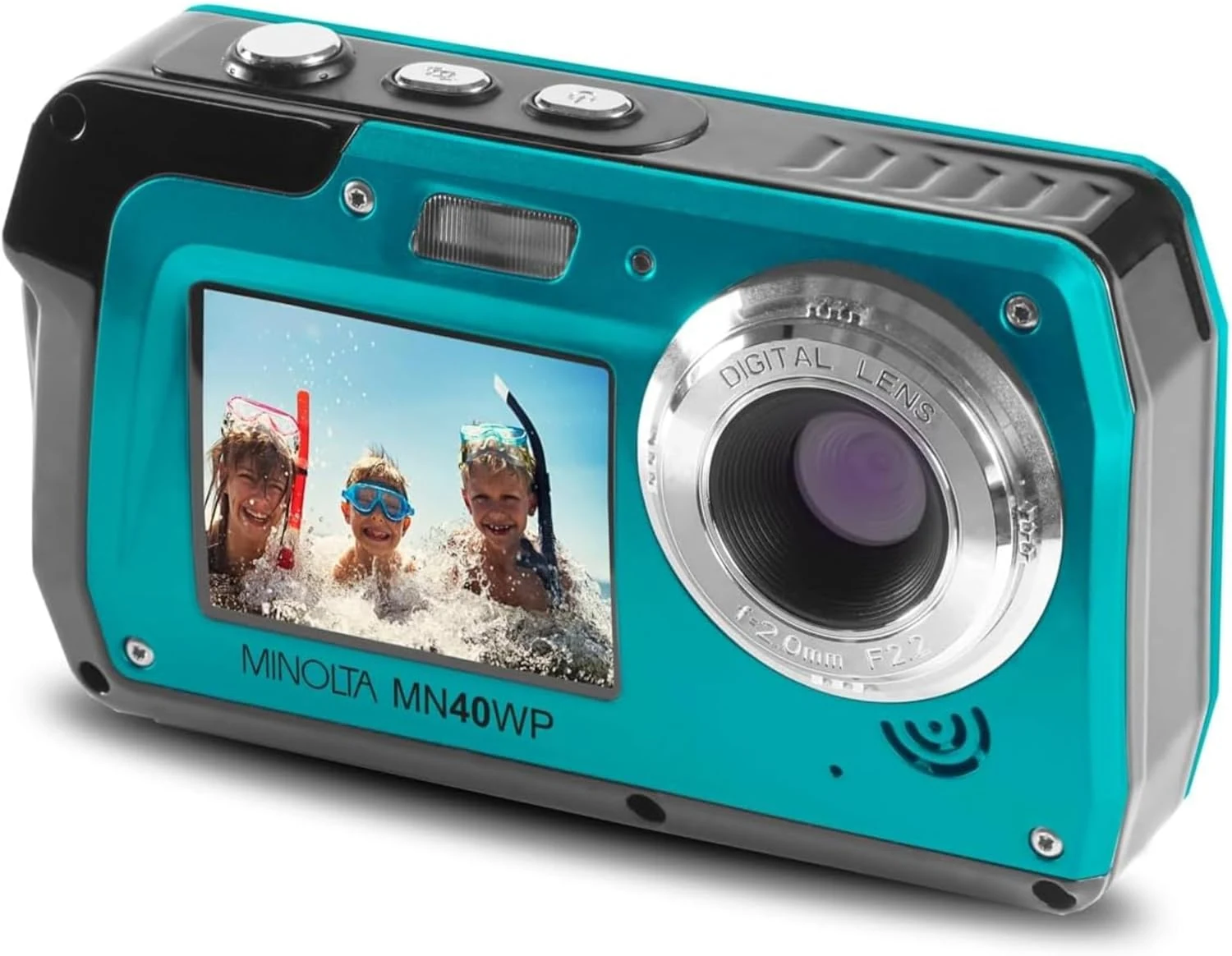 Minolta MN40WP 48MP Waterproof Digital Camera – Dual LCD Screens, 2.7K QHD Video, 16x Digital Zoom, Anti-Shake, Face Detection, 10ft Waterproof (Blue)