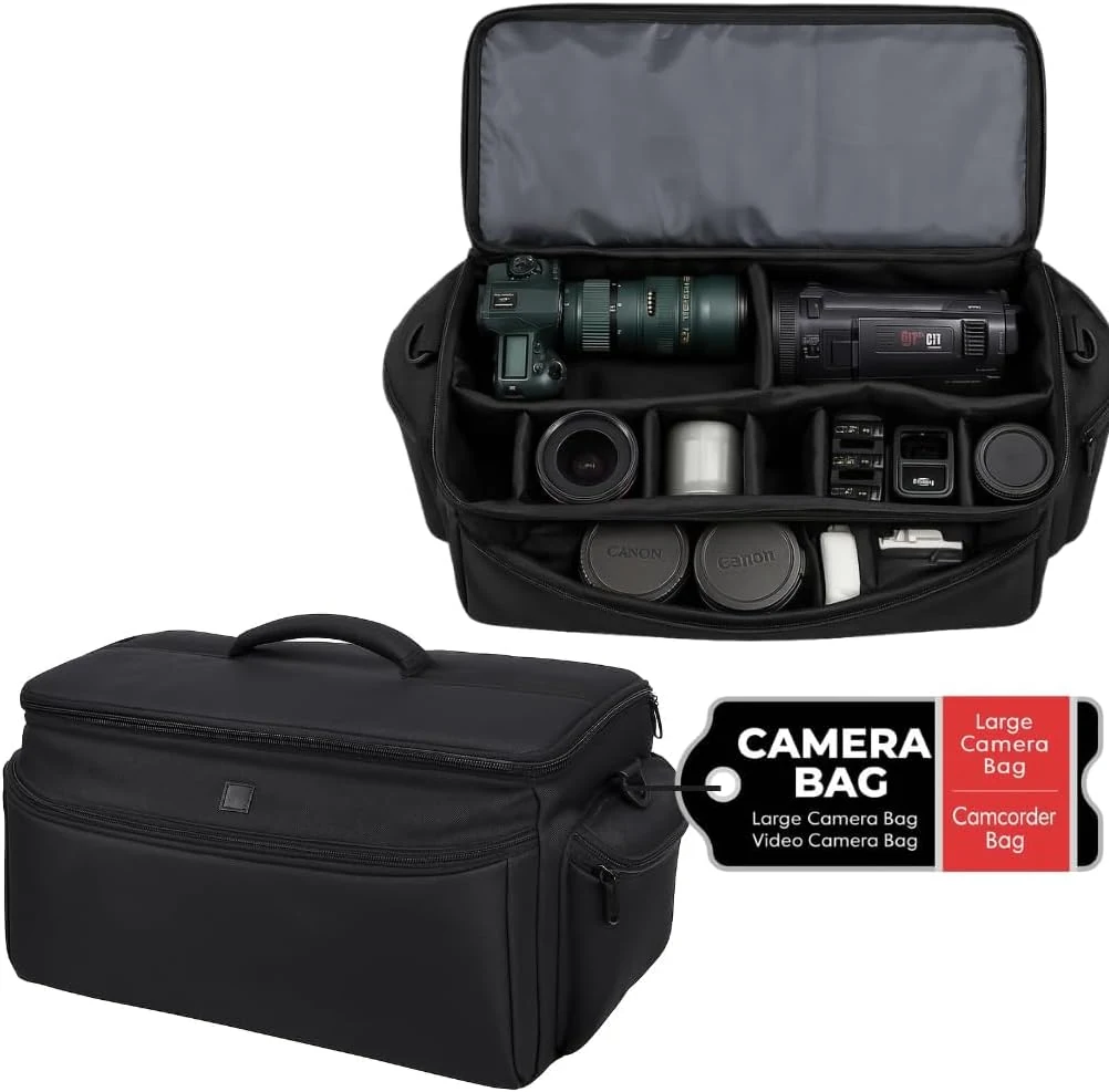 eCostConnection Extra Large Soft Padded Water Resistant Camcorder Equipment Gadget Bag/Case