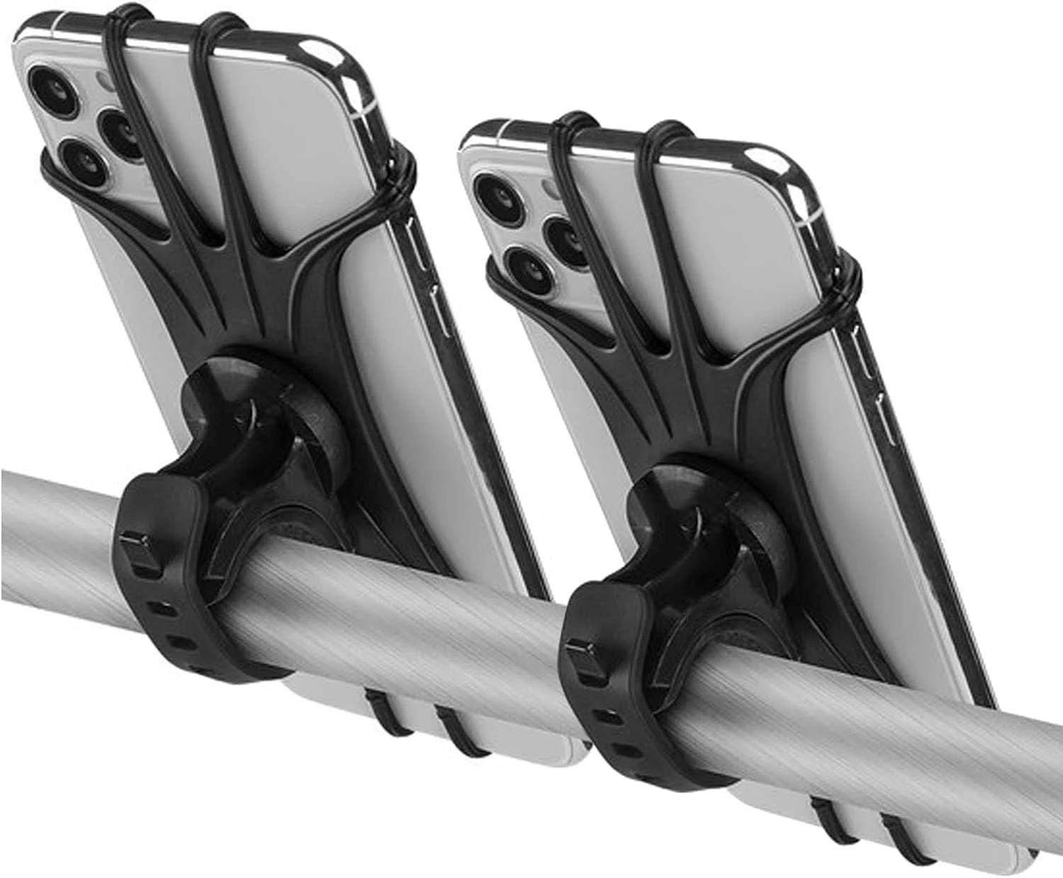 Kinizuxi 2 Pack Universal Bike Phone Mounts, 360 Rotation Silicone Holders for iPhone and Samsung
