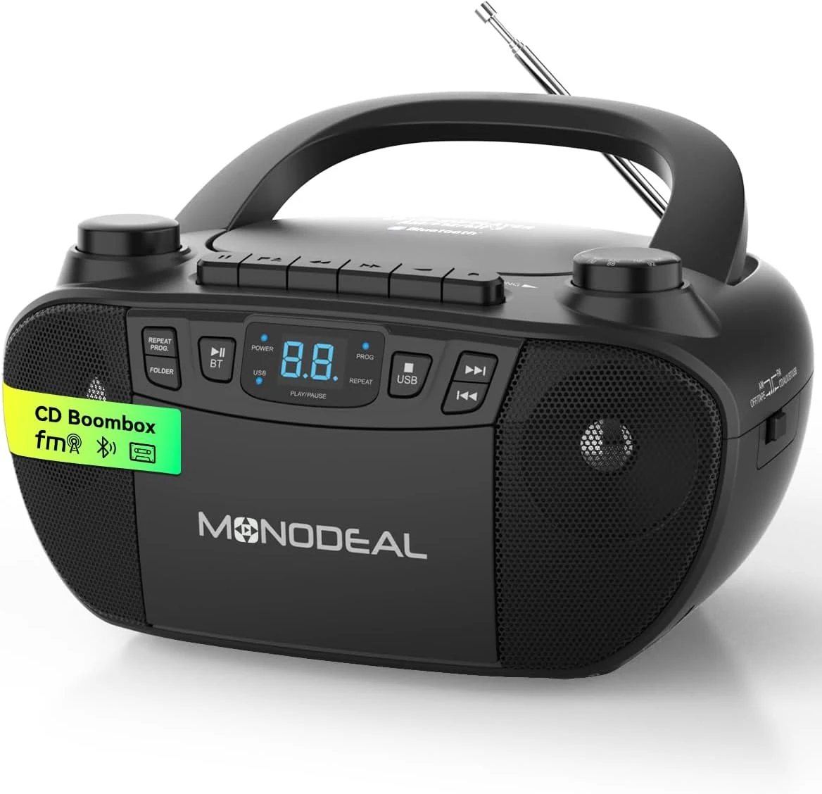 MONODEAL Cassette Tape Player with AM FM Radio (CD + Cassette Combo)