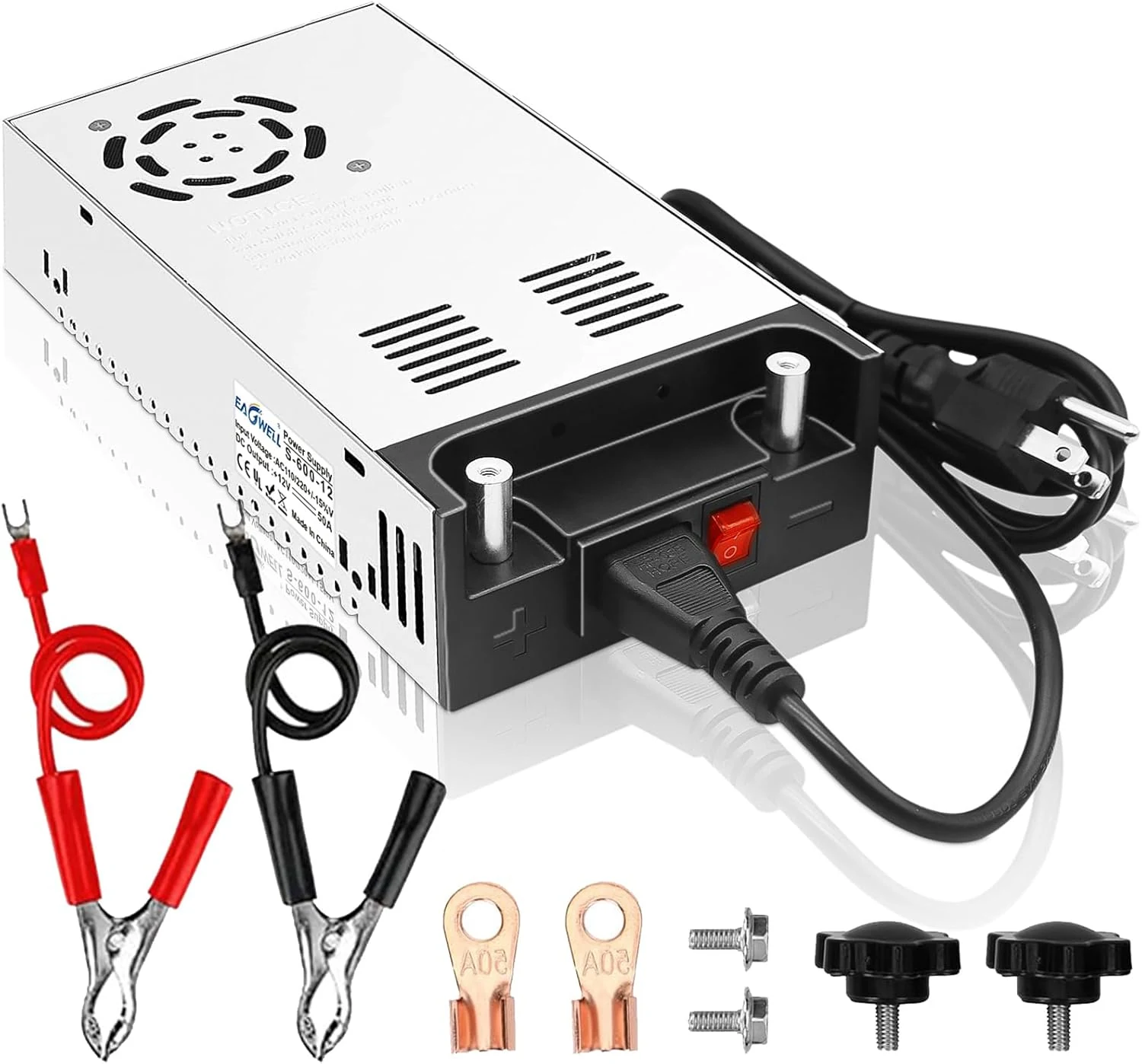EAGWELL New Version 110V AC to 12V DC Converter 600W Power Supply 50A