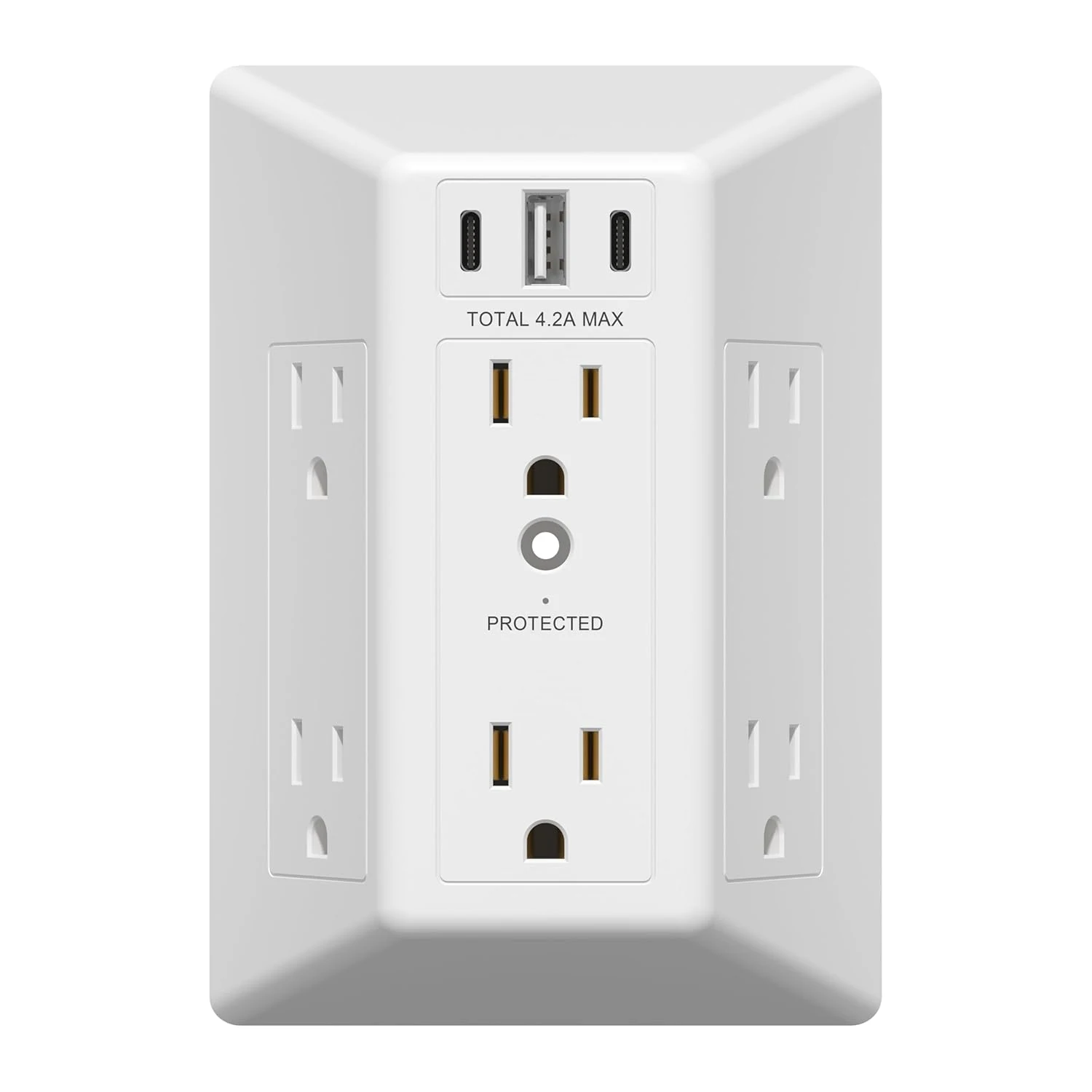 LIDER 6 Outlet Surge Protector Extender with 20W 4.2A 3 USB Type A/C Chargers, 1500 Joules
