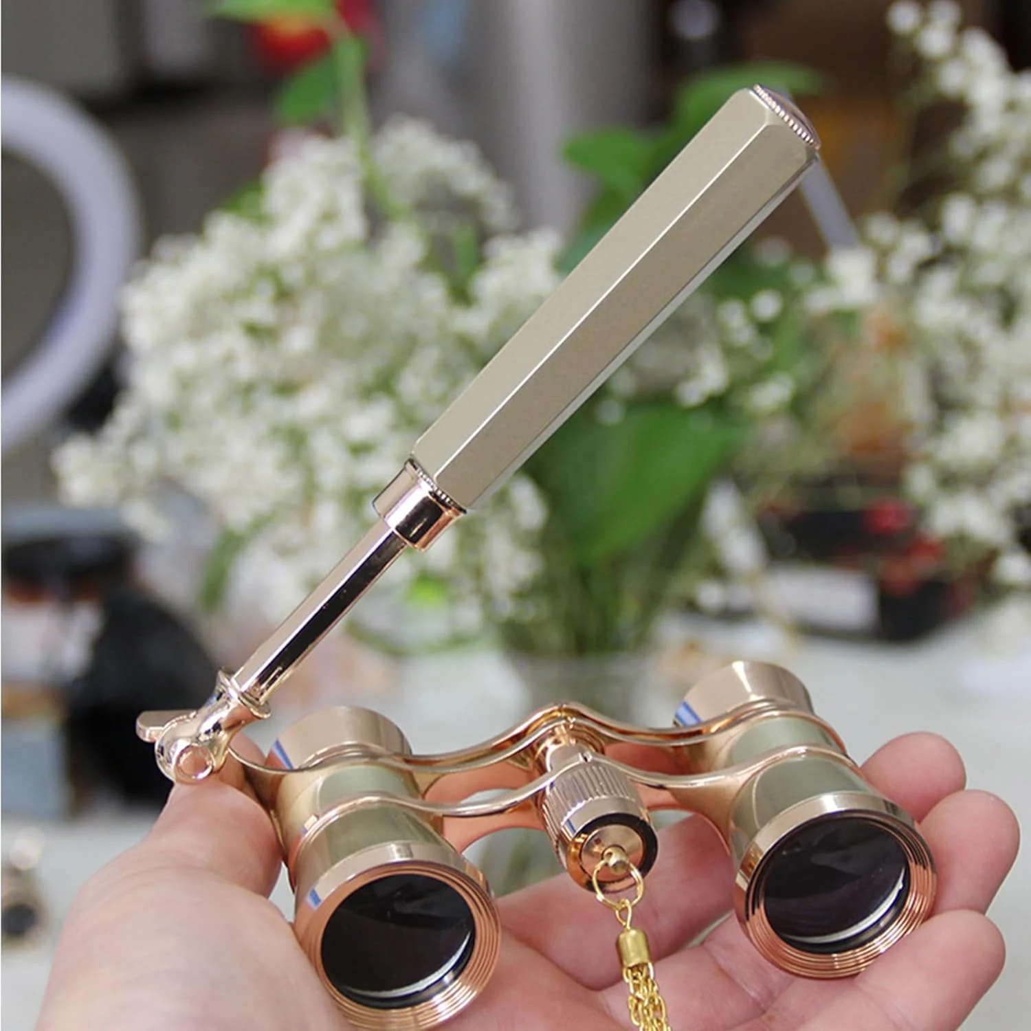 Opera Glasses Binoculars, 3X25 Lorgnette Theater Glasses, BK9 Optical Lens mini compact foldable