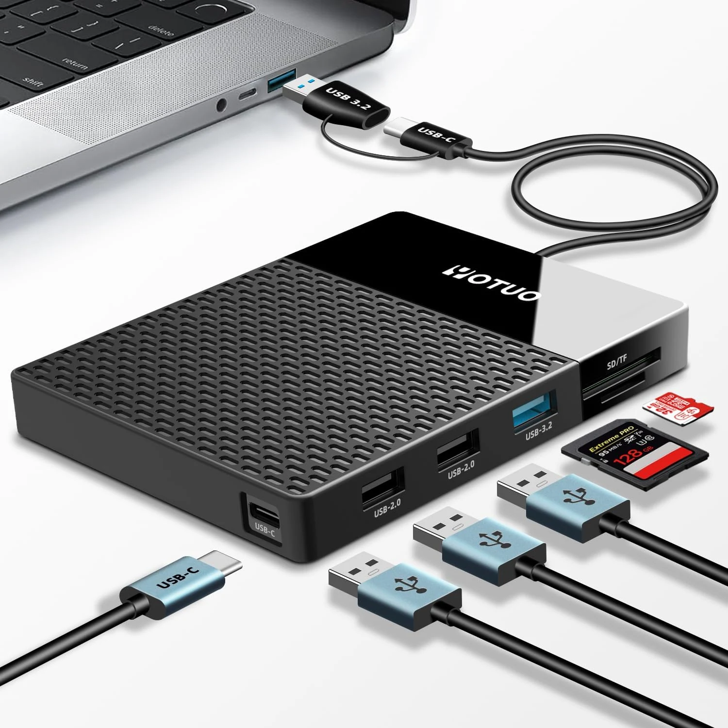 YOTUO 1TB External Hard Drive, USB C Multiport Hub HDD 7-in-1