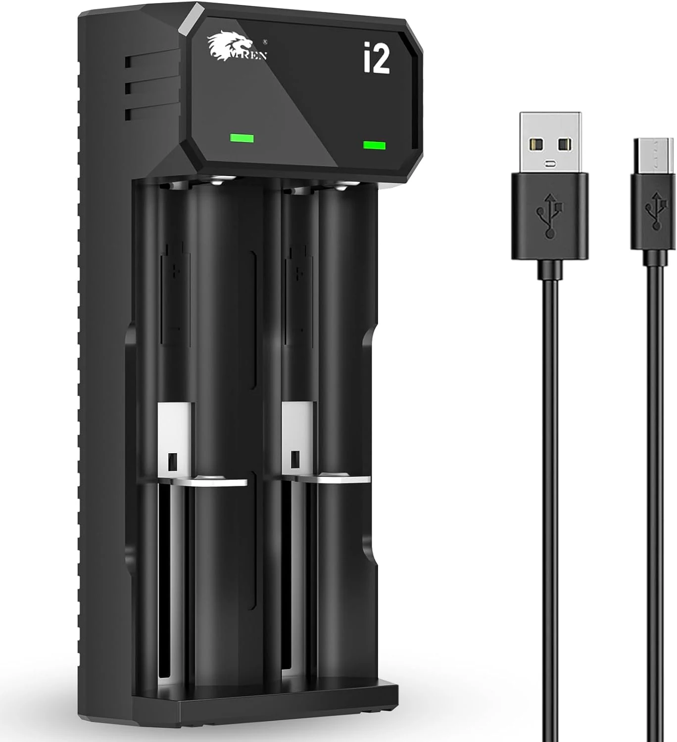 IMREN 18650 Battery Charger (2-Bay, 3.7V Li-ion, USB-C)