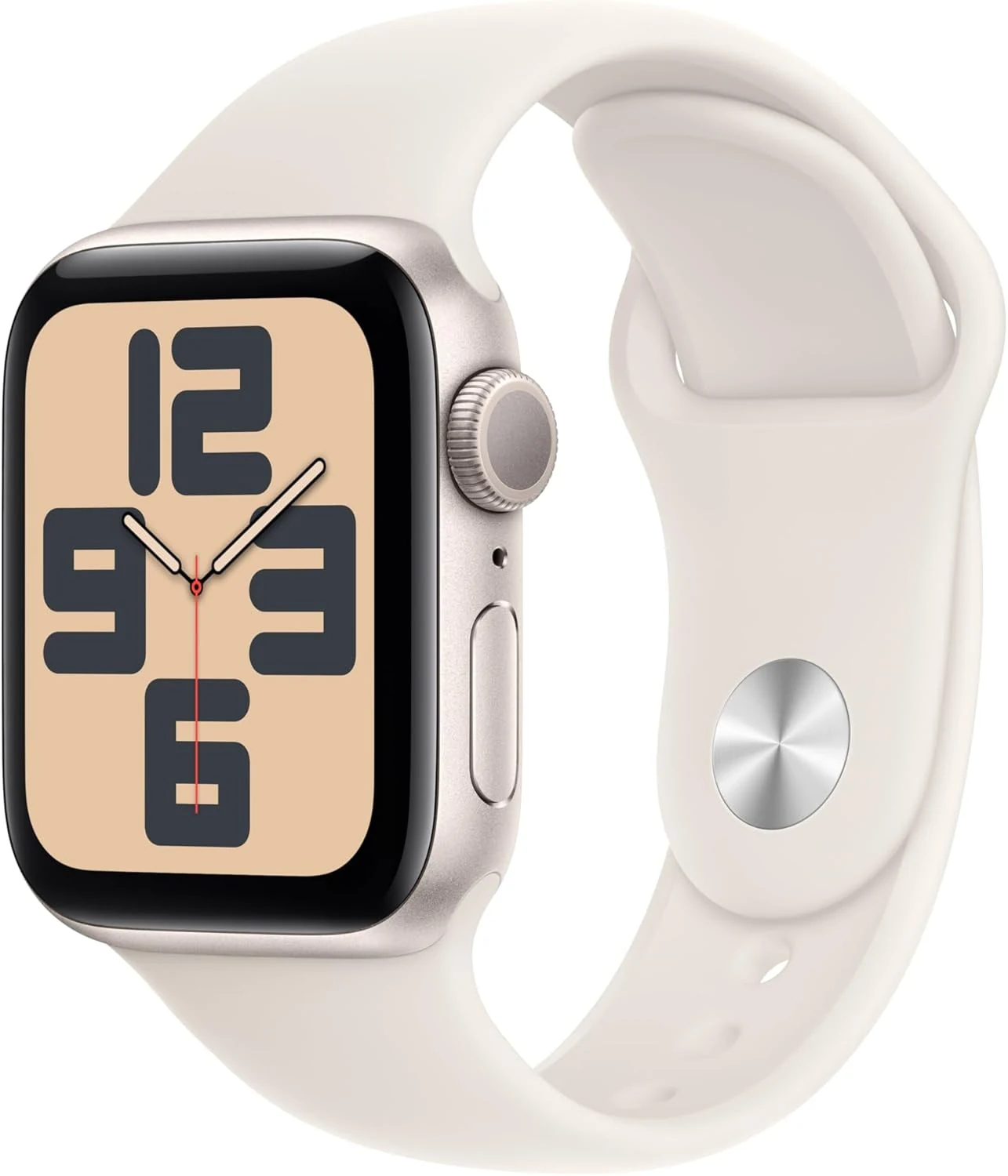 Apple Watch SE (2nd Gen) [GPS 40mm] Smartwatch with Starlight Aluminum Case with Starlight Sport Band S/M