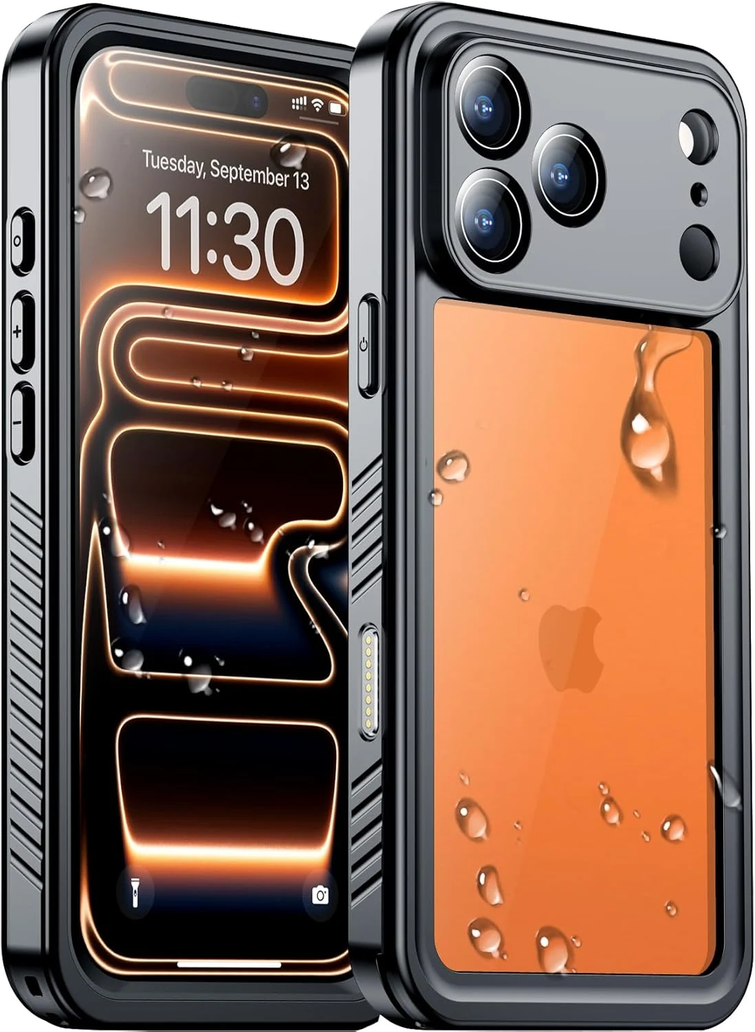 Temdan waterproof phone case for iPhone 17 Pro Max (black/clear)