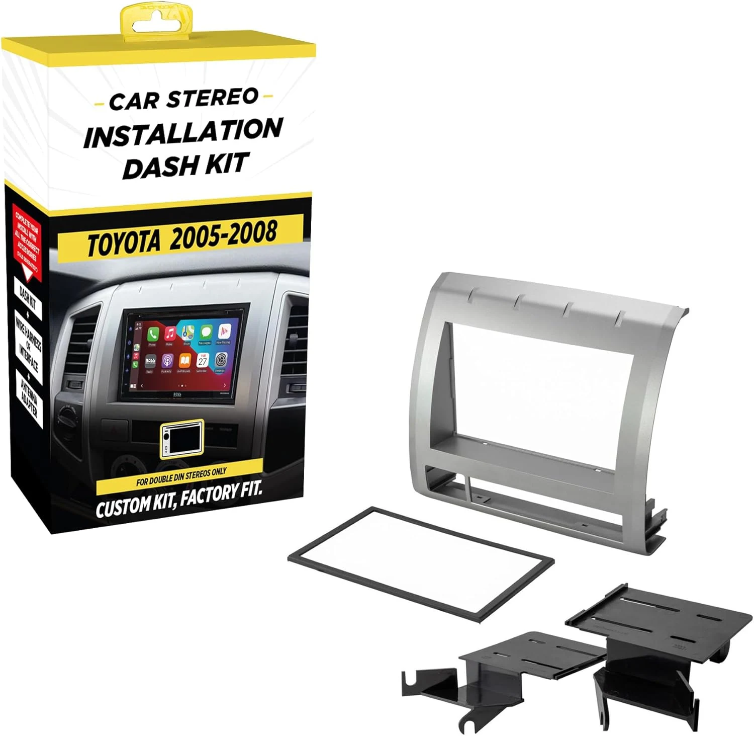 Scosche TA2053B Double DIN Radio Install Dash Kit Compatible with Select 2005-2008 Toyota Tacoma