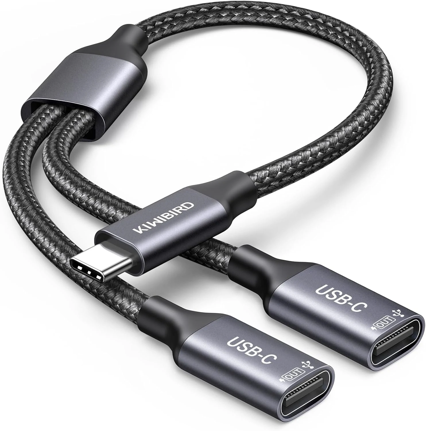 KiwiBird USB C Splitter 1 in 2 Out Charging, Type C Splitter 1 in 2 Out