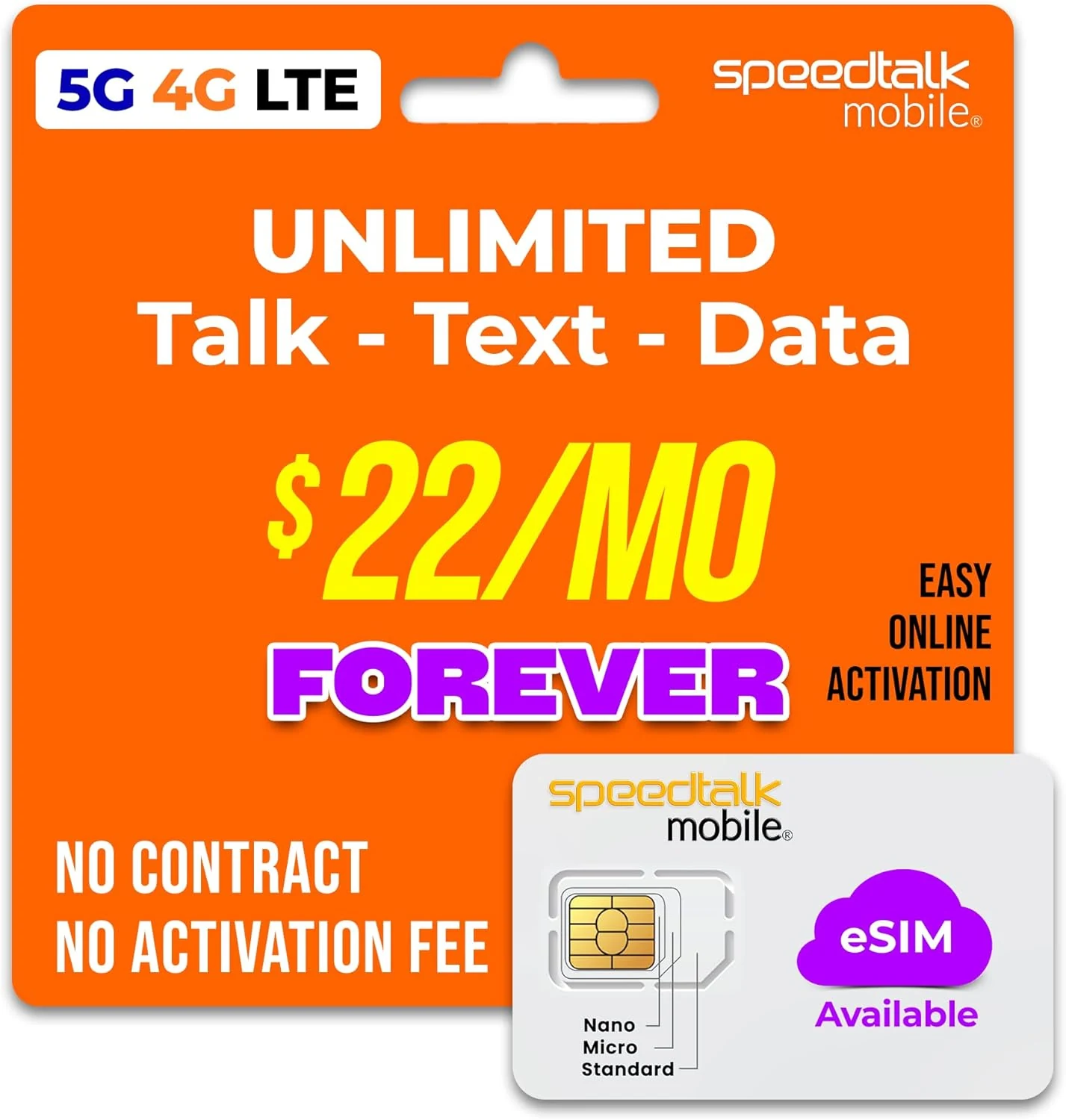 SpeedTalk Mobile Pre-Paid eSIM and SIM Card Starter Kit
