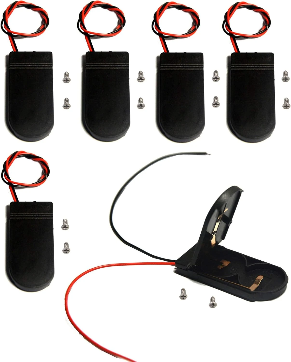(Pack of 6 CR2032 Battery Holder Coin Cell Holder with Switch, 2 x 3V CR2032 Button Coin Cell Battery Holder with Leads On Off Switch)