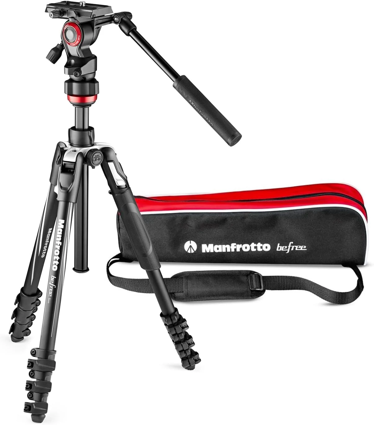 Manfrotto Befree Live, Travel Video Tripod with Video Camera Head and Lever Closure