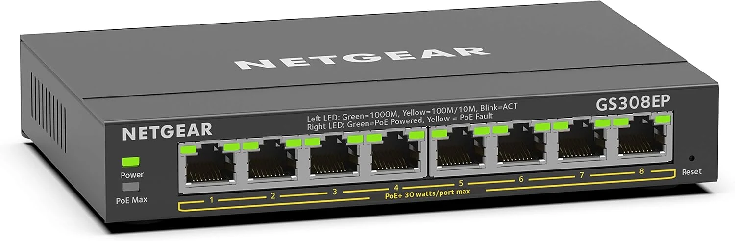 NETGEAR 8 Port PoE Gigabit Ethernet Easy Smart Managed Essentials Switch (GS308EP)
