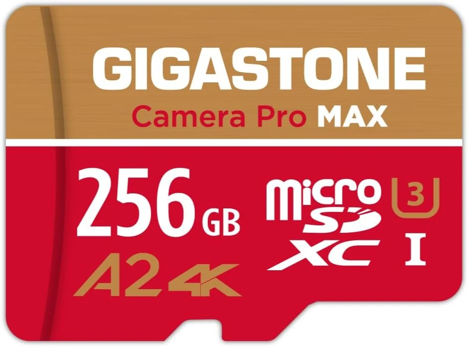 【5-Years Data Recovery】 GIGASTONE 256GB Micro SD Card, 4K Camera Pro MAX