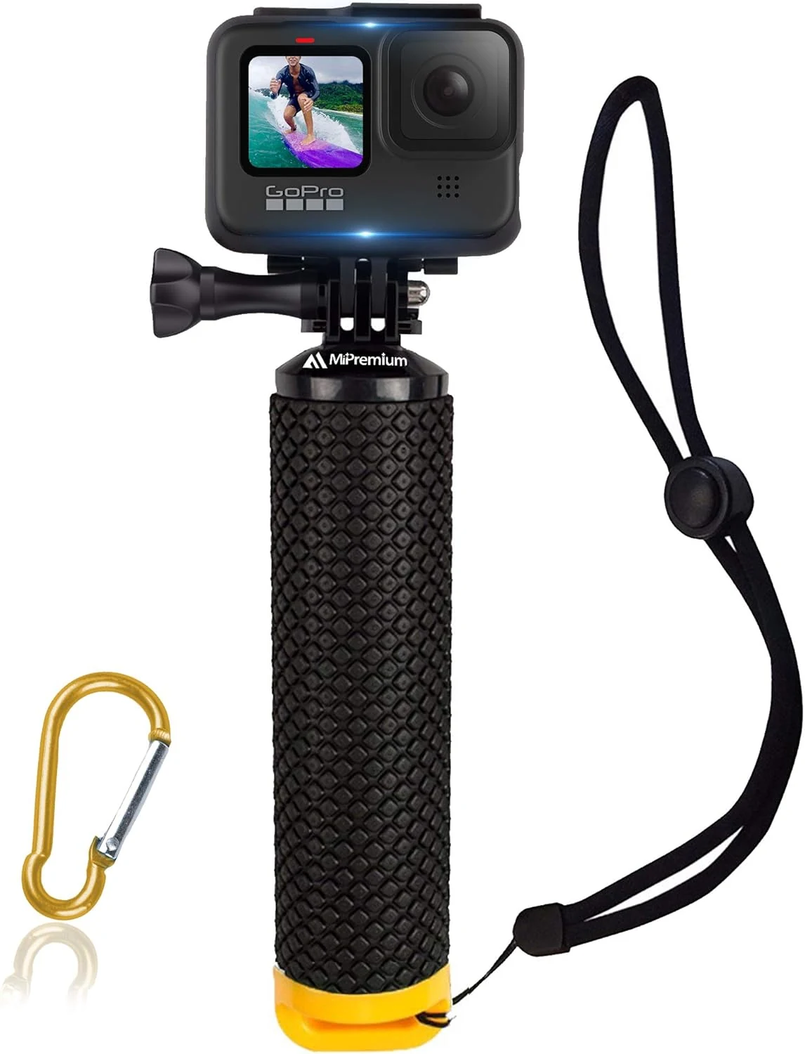 Waterproof Floating Hand Grip Compatible with GoPro Hero 12 11 10 9 8 7 6 5 4 3+ 2 1 Session Black Silver Camera Handler & Handle Mount Accessories Kit (Yellow)
