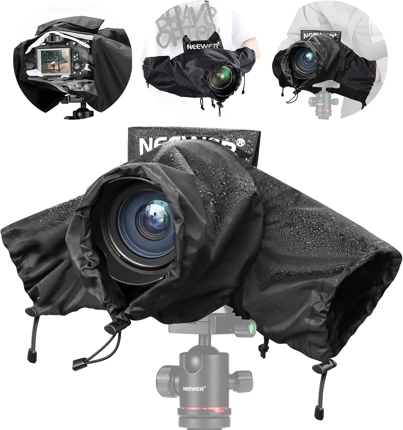 NEEWER Camera Rain Cover, Large Size Durable Nylon Raincoat Compatible with Canon Sony Nikon DSLR Mirrorless Vlog Camera & Lenses 300/400/500/600/800mm (PB004)
