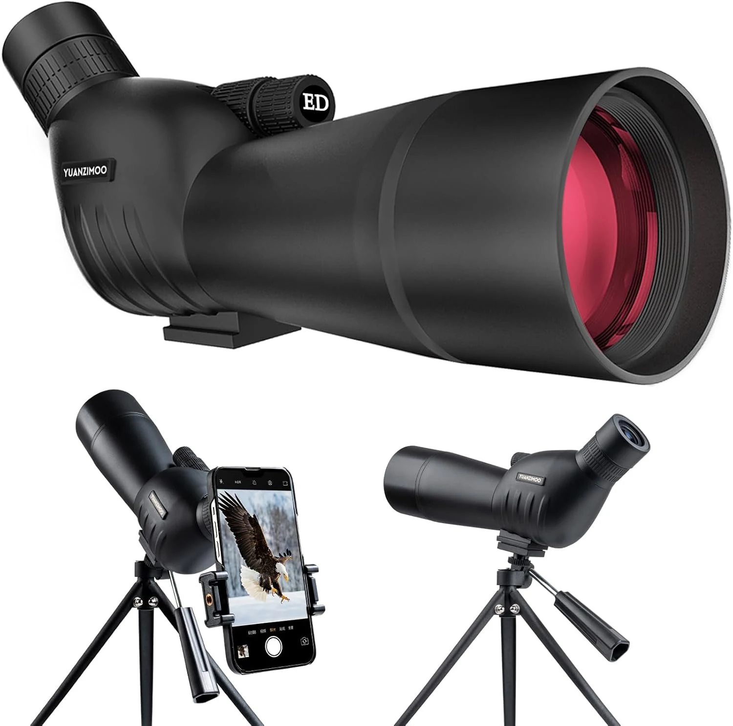 25-75 X 60 Spotting Scope with Tripod Phone Adapter Monocular Telescope Spotting Scopes