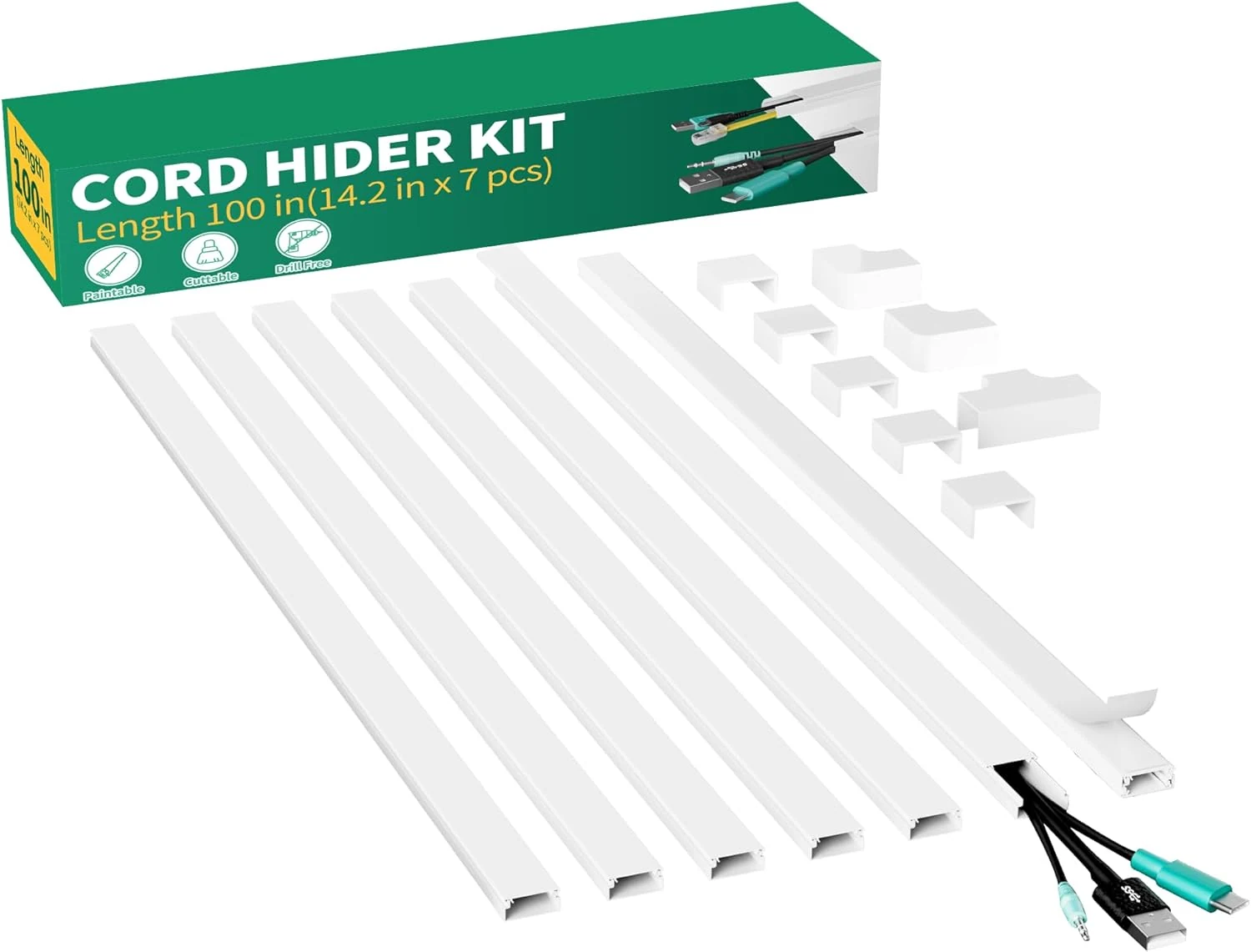 Delamu Cord Hider, 100in Self-Adhesive Cord Cover Kit for Wall review
