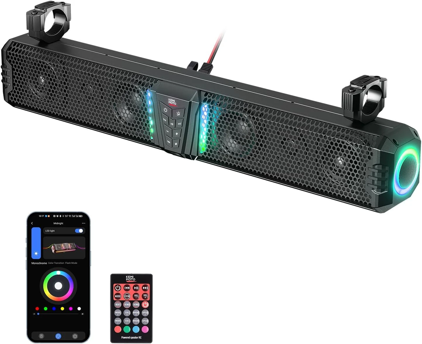 KEMIMOTO Midnight 80 32-inch UTV Sound Bar, IP65 Water Resistant
