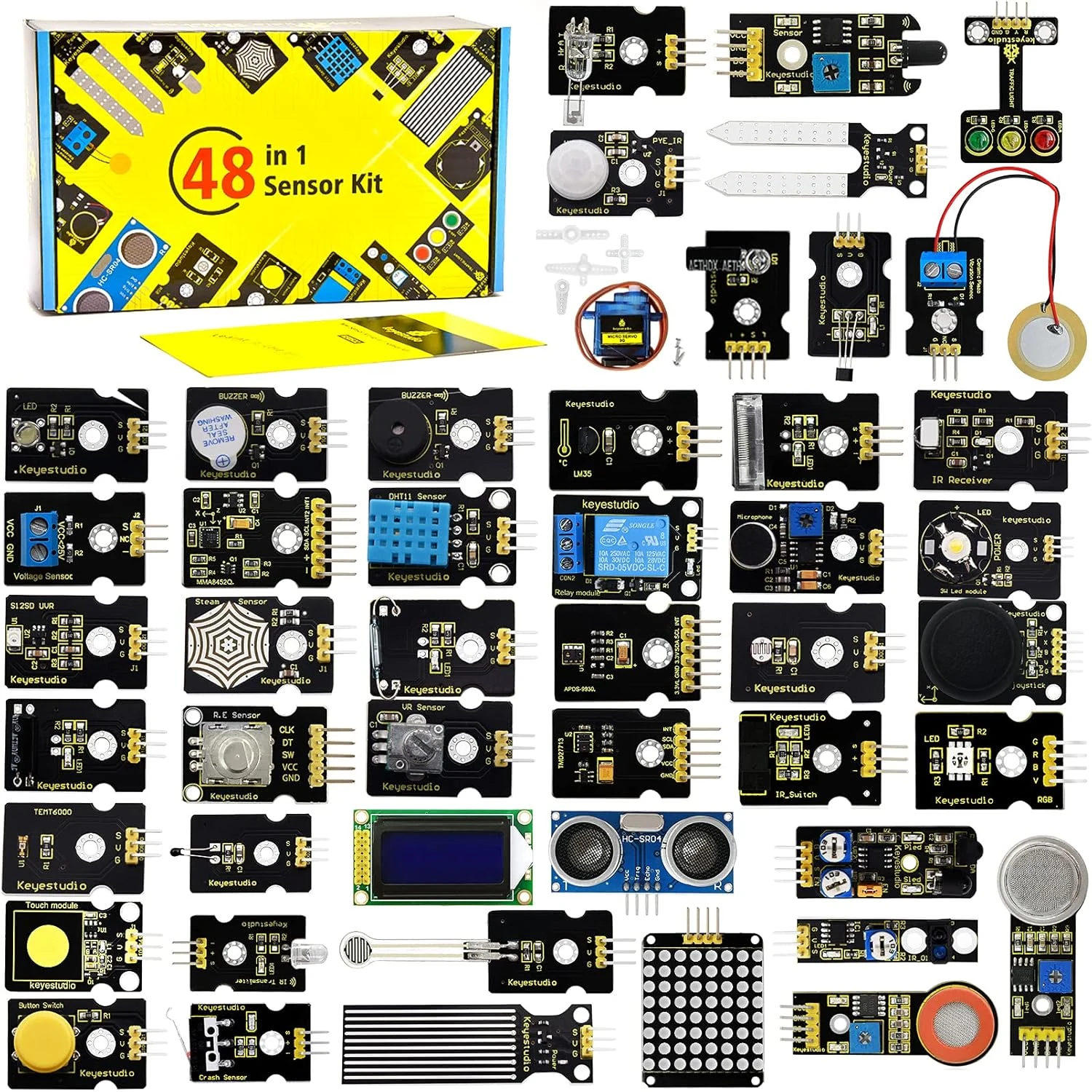 KEYESTUDIO 48 Sensors Modules Starter Kit for Arduino with LCD