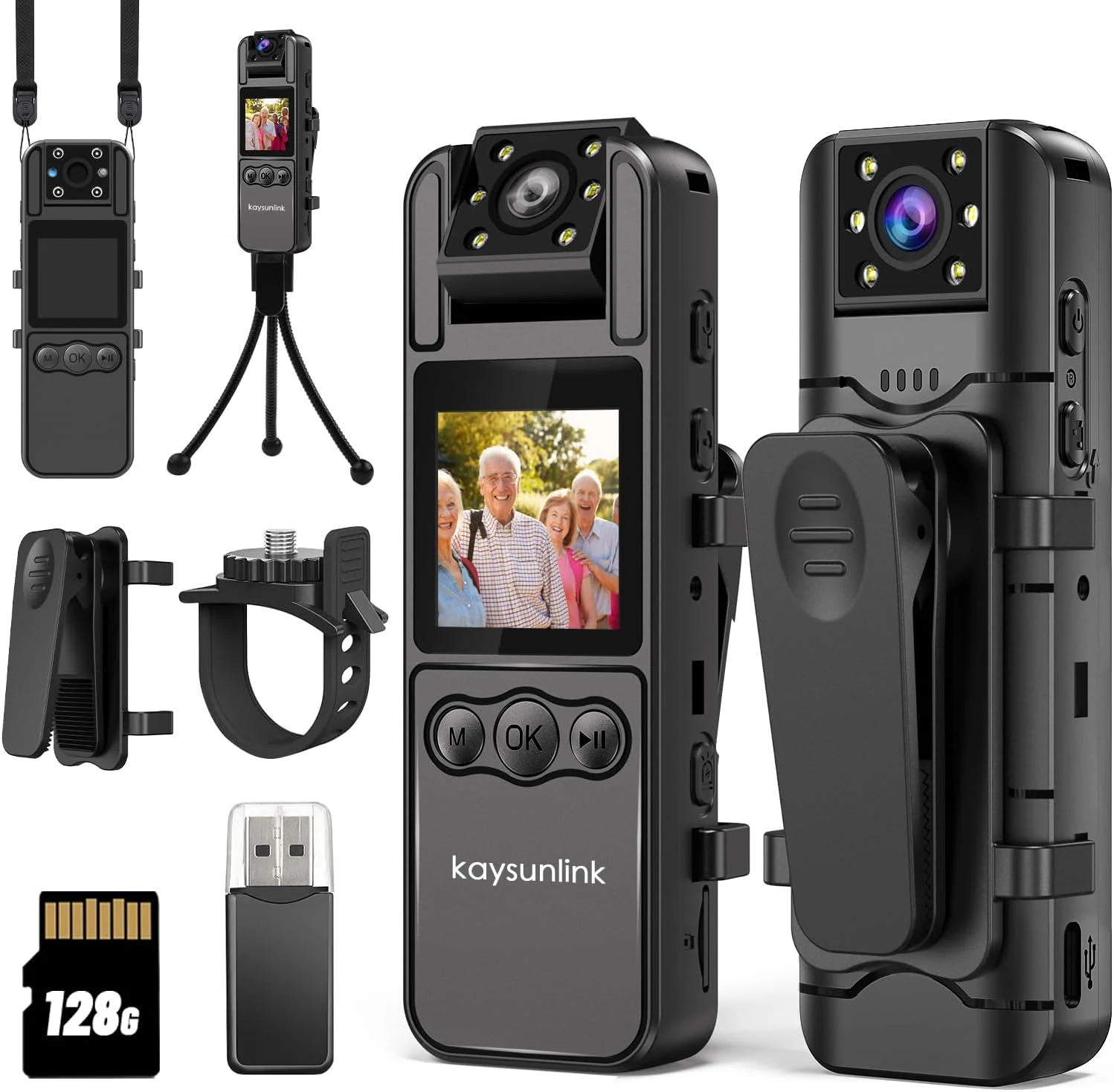 kaysunlink 4K 128GB Body Camera with 1.4” Screen Audio and review